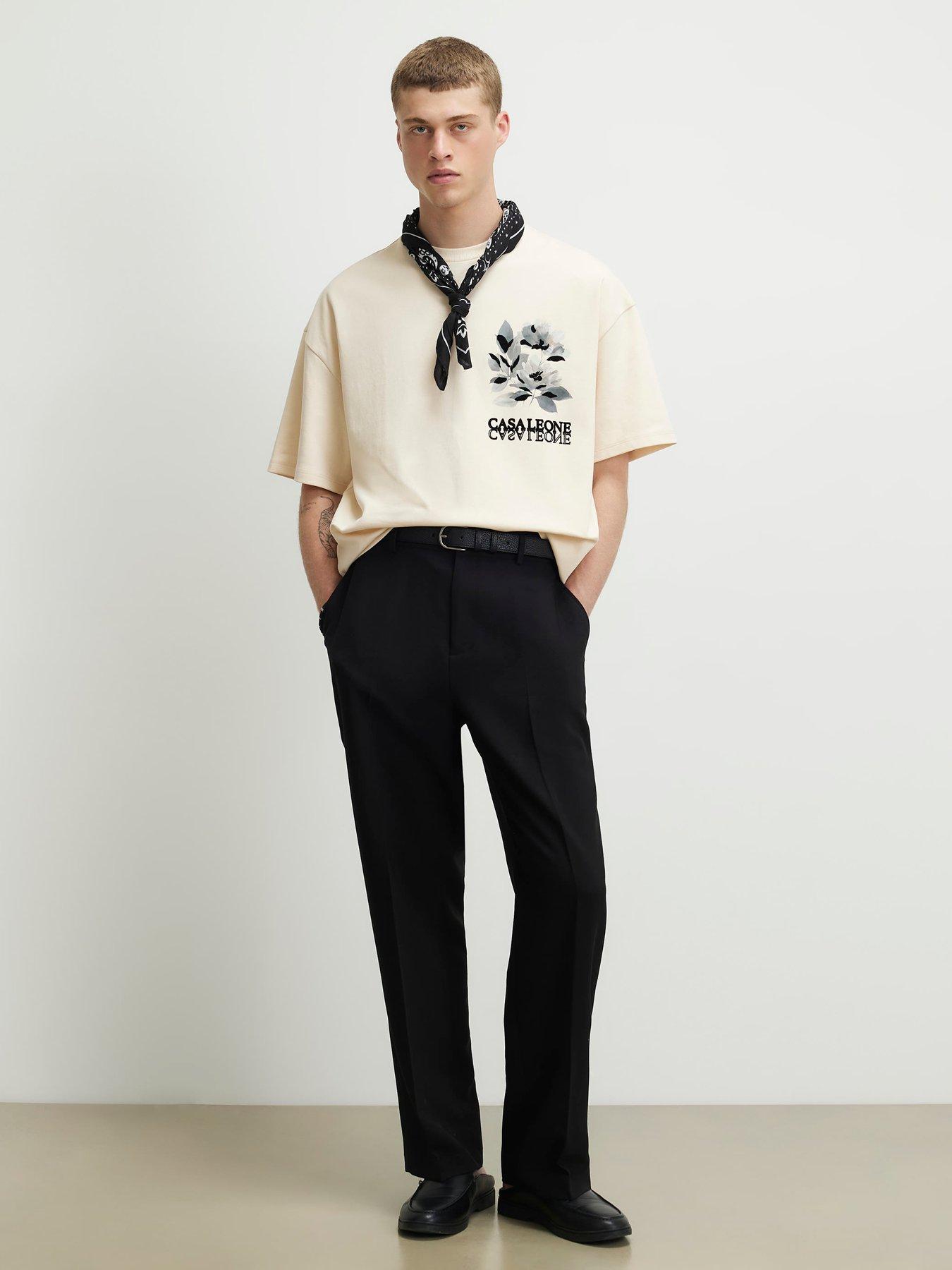 Image 3 of 6 of River Island Oversized Cotton Blend Floral T-Shirt - Beige