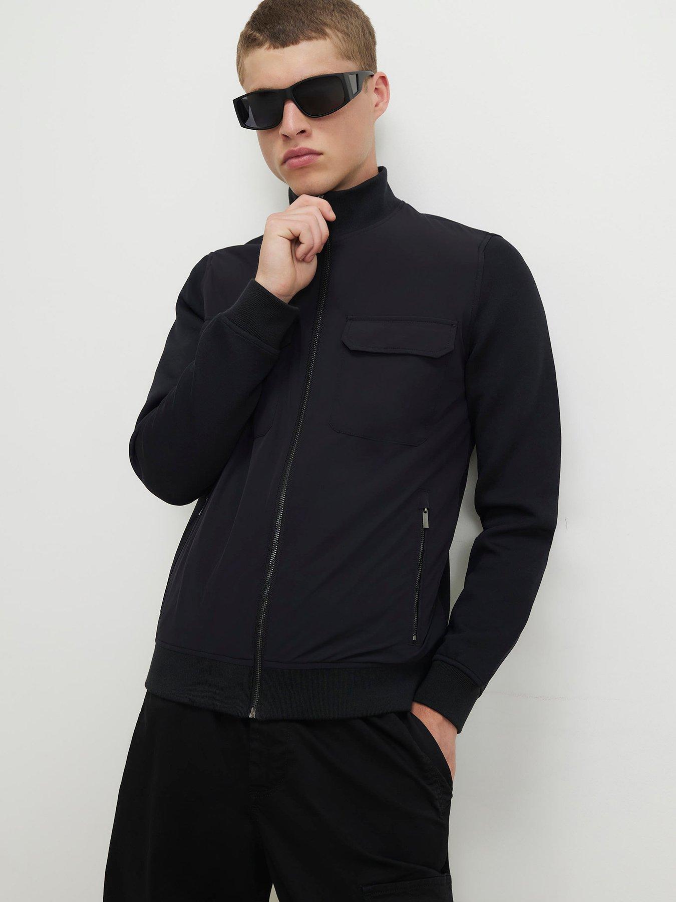 River Island Funnel Neck Hybrid Jacket - Black