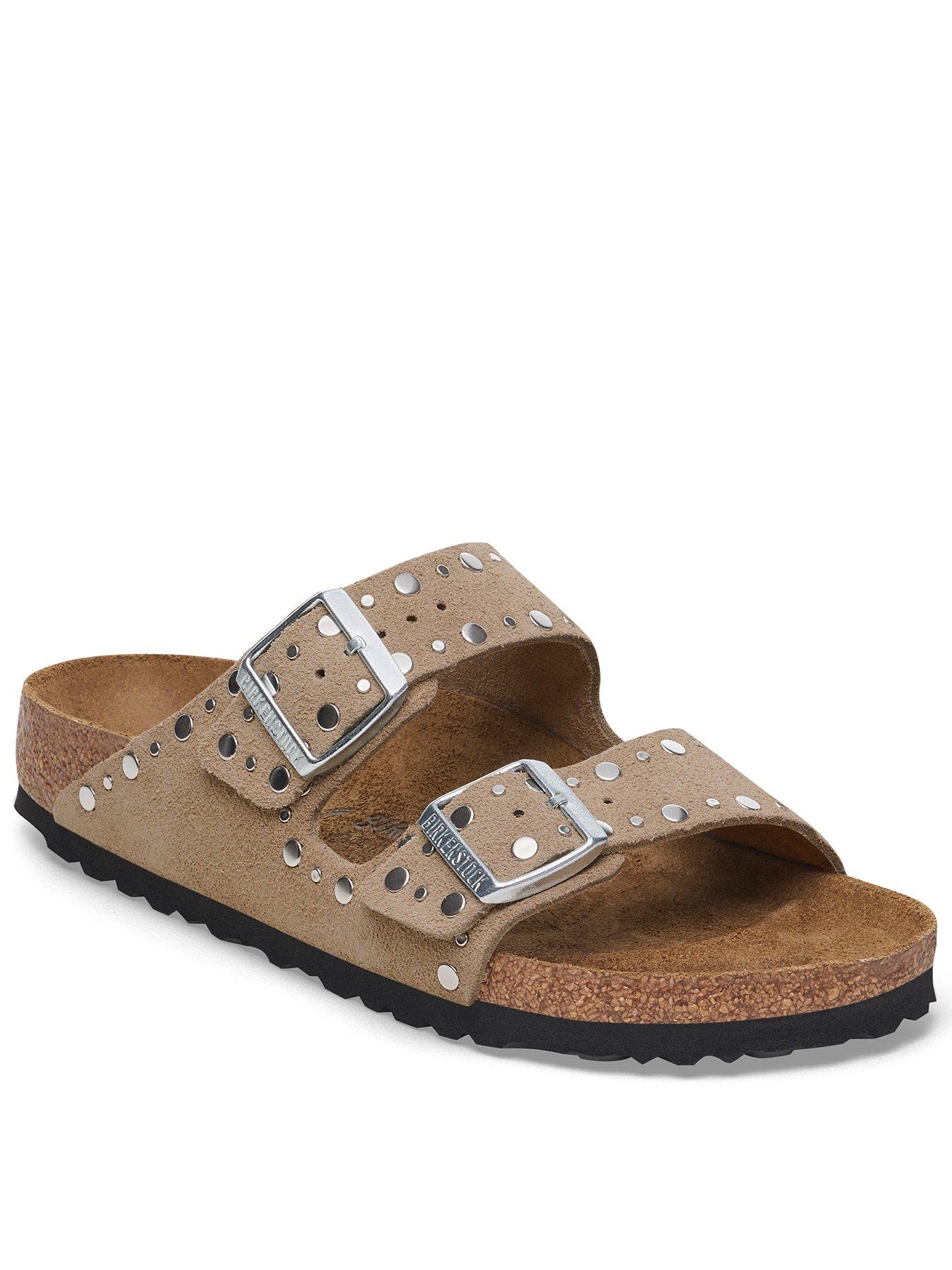 Birkenstock Arizona Rivet Suede Leather Sandals - Beige