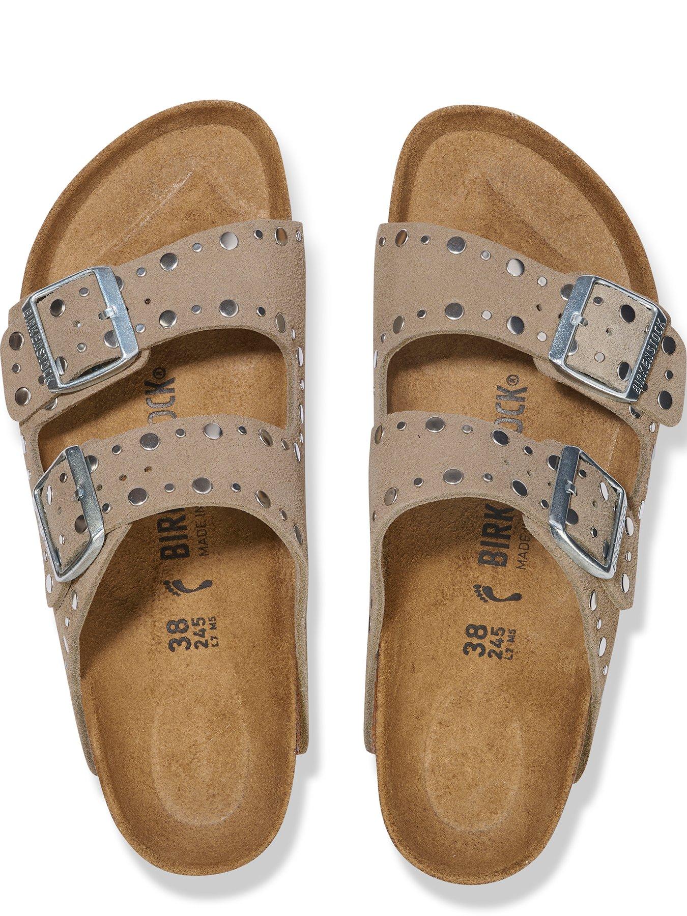 Image 3 of 3 of Birkenstock Arizona Rivet Suede Leather Sandals - Beige