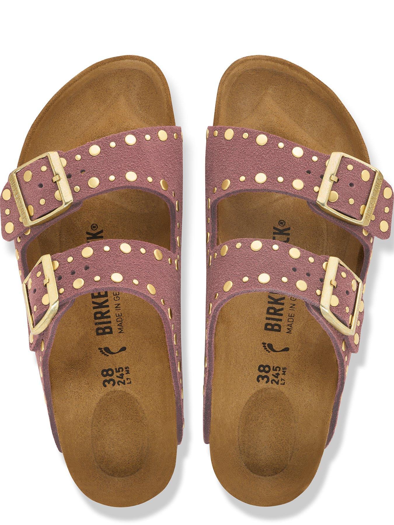 Image 3 of 3 of Birkenstock Womens Arizona Rivets Suede Leather Sandal - Pepper