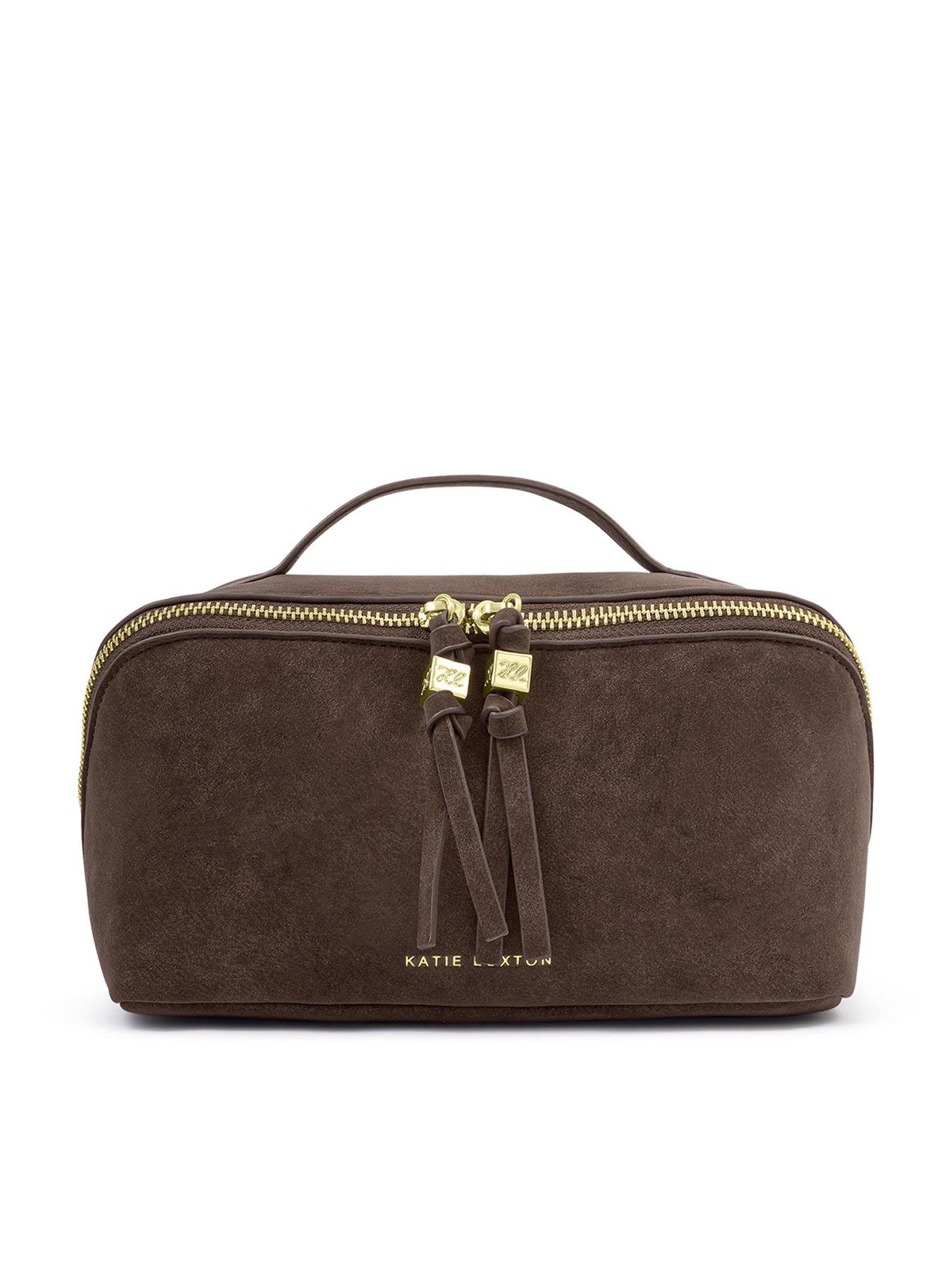 Katie Loxton Soho Medium Chocolate Suedette Make Up  &  Wash Bag