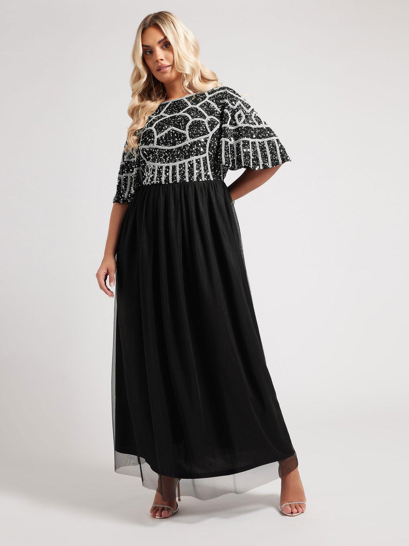 Yours Curve Luxe Deco Embroidered Maxi Dress
