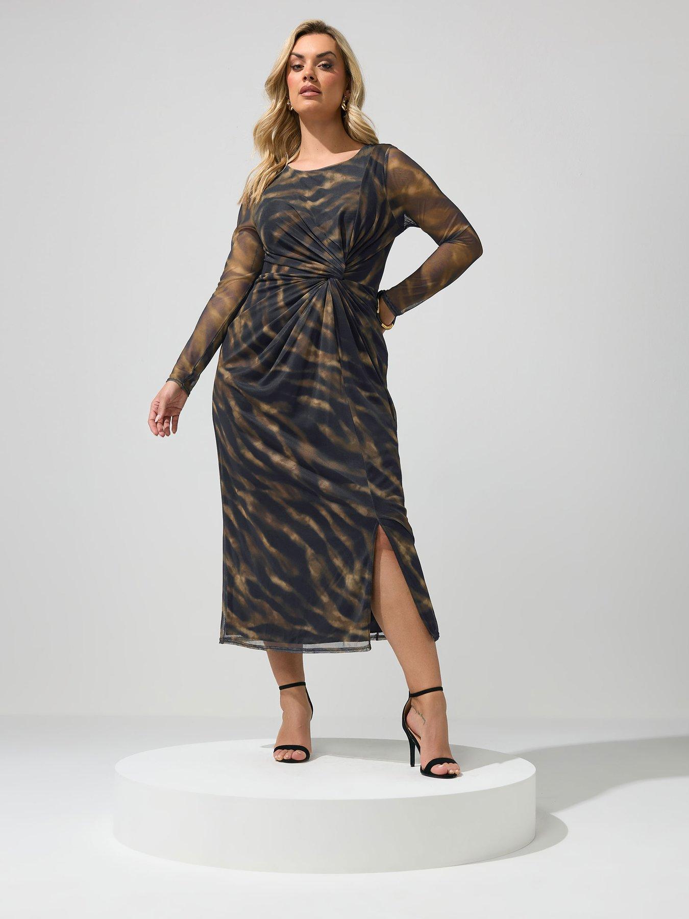 Yours Curve Zebra Side Knot Dress