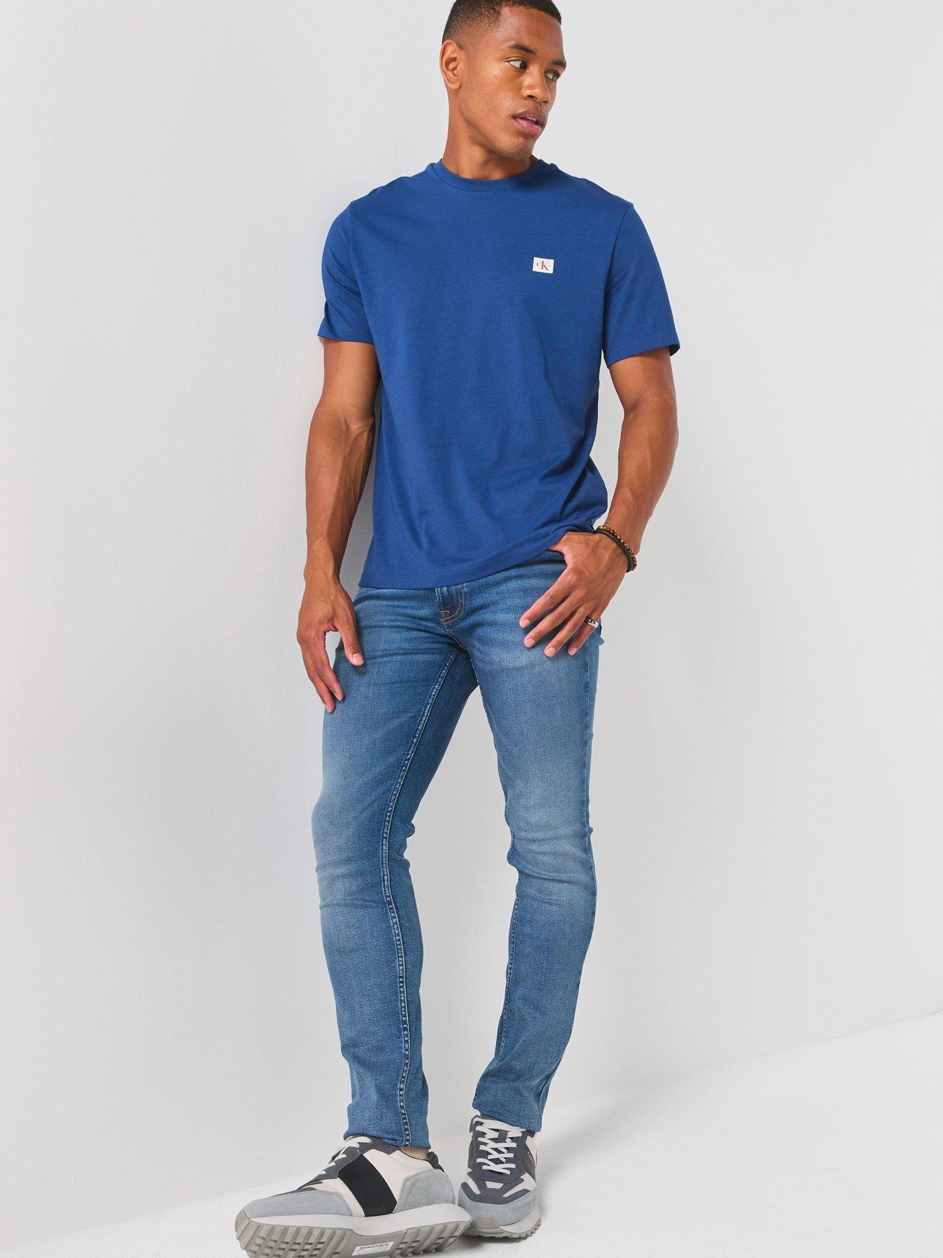 Image 3 of 5 of Calvin Klein Jeans Left Chest Woven Badge T-shirt - Blue