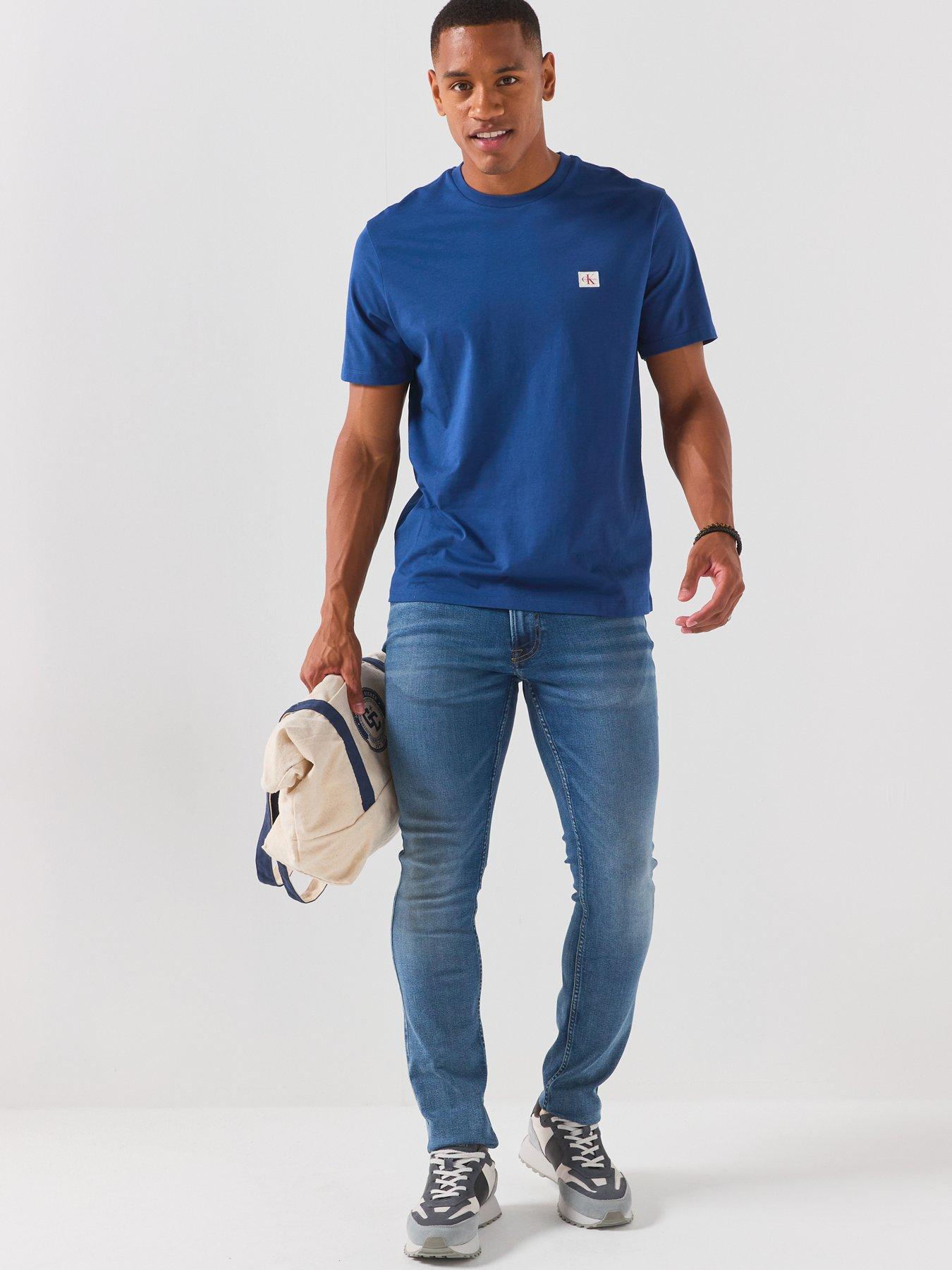 Image 5 of 5 of Calvin Klein Jeans Left Chest Woven Badge T-shirt - Blue