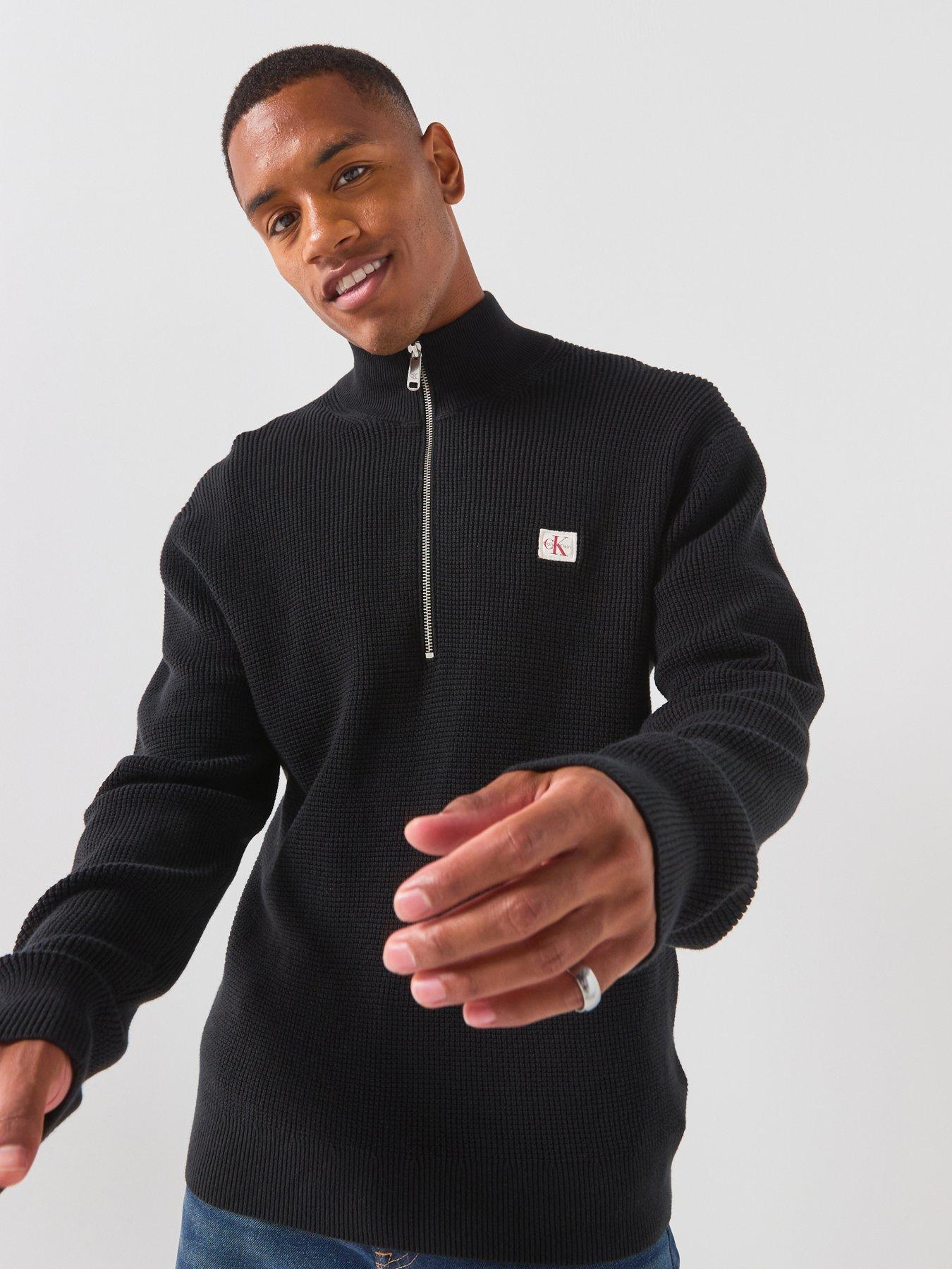 Calvin Klein Jeans Cotton Monogram Logo Knitted Jumper - Black