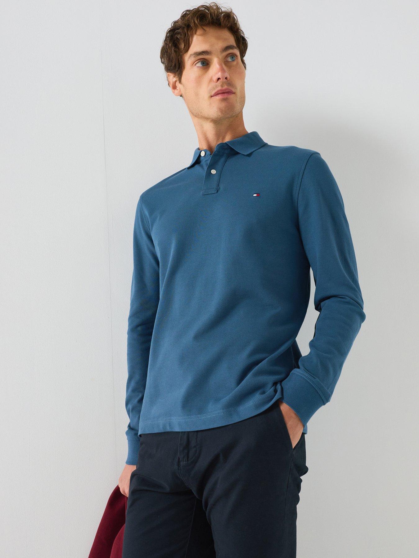 Image 1 of 5 of Tommy Hilfiger 1985 Regular Fit Long Sleeve Polo Shirt - Blue