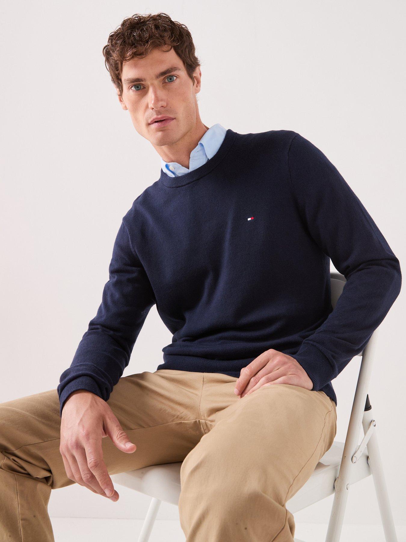 Tommy Hilfiger Men's Pima Cashmere Crew Neck Knitted Jumper - Navy