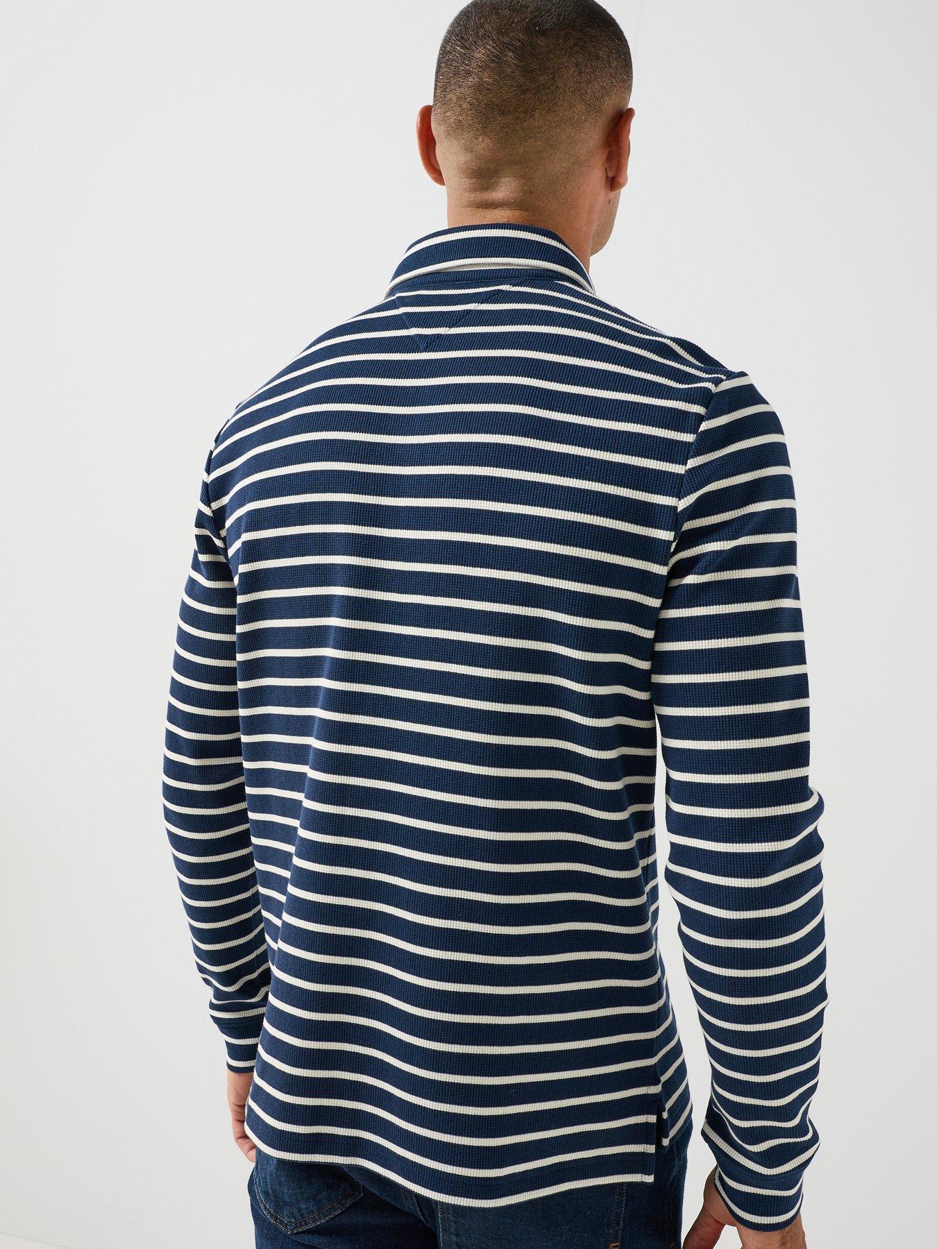 Image 2 of 6 of Tommy Hilfiger Long Sleeve Waffle Polo Shirt - Navy