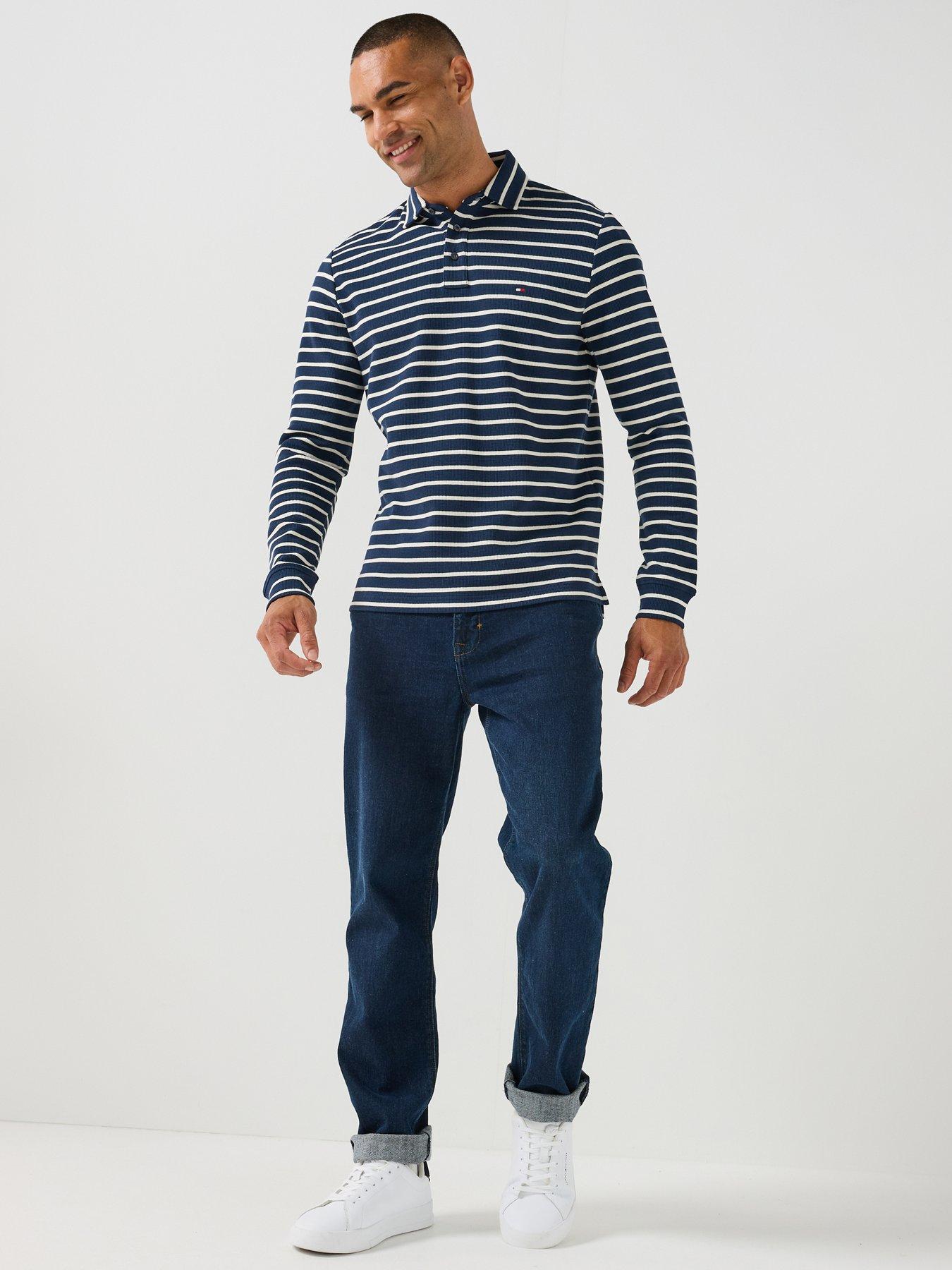 Image 3 of 6 of Tommy Hilfiger Long Sleeve Waffle Polo Shirt - Navy
