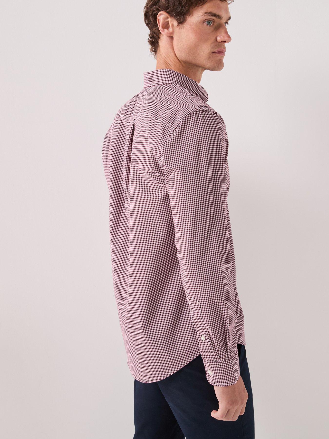 Image 2 of 6 of Tommy Hilfiger Men's Flex Poplin Gingham Regular Fit Shirt - Dark Red