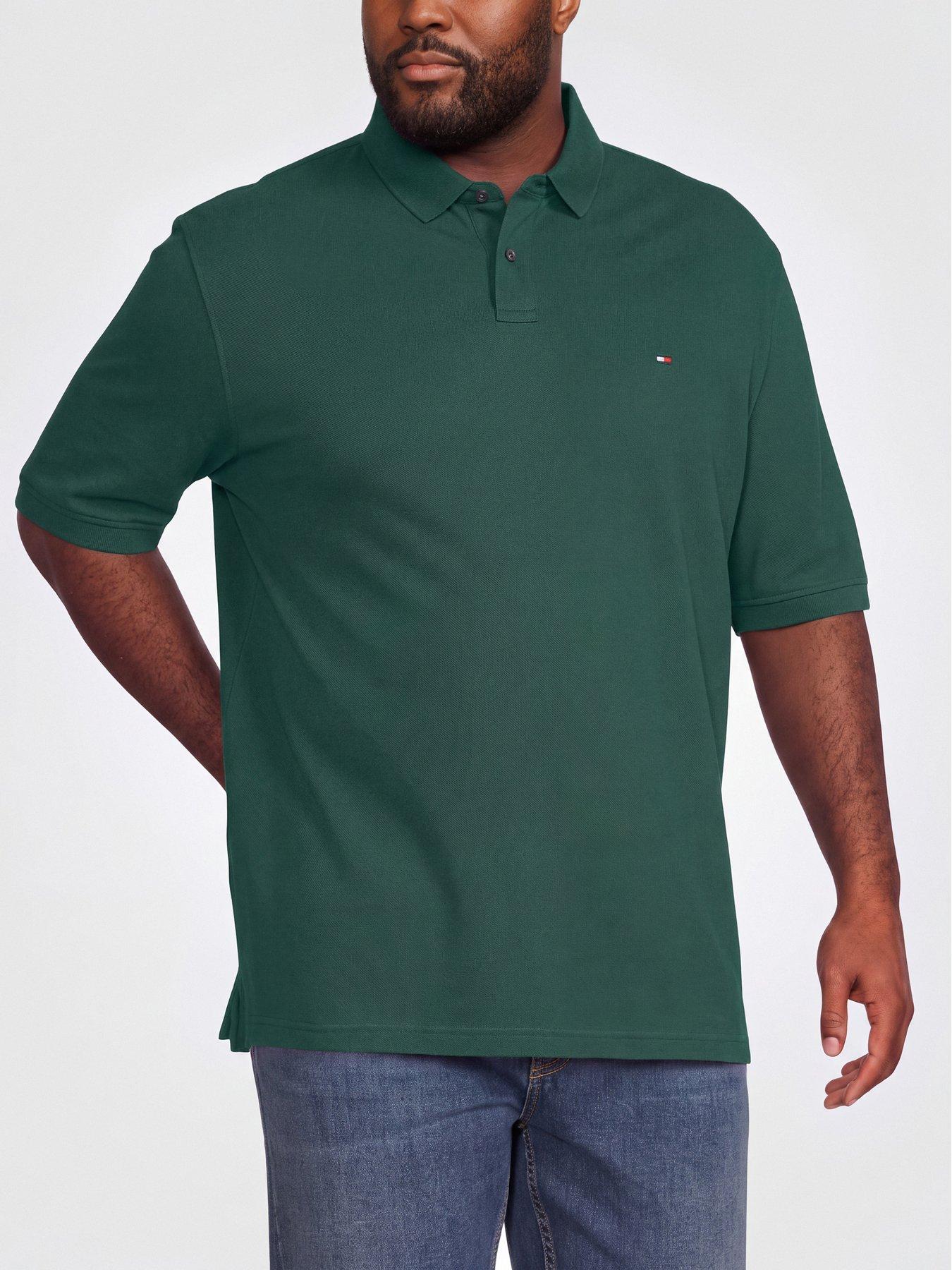 Image 1 of 5 of Tommy Hilfiger Mens Big &amp; Tall Cotton-Stretch Regular Fit Polo Shirt - Green