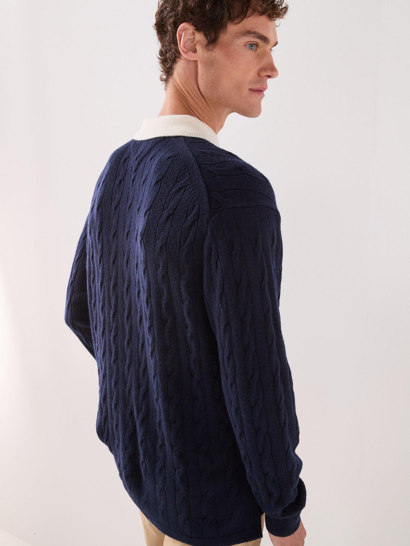 Image 6 of 6 of Tommy Hilfiger Lambswool Cable Rugby Knitted Jumper - Navy