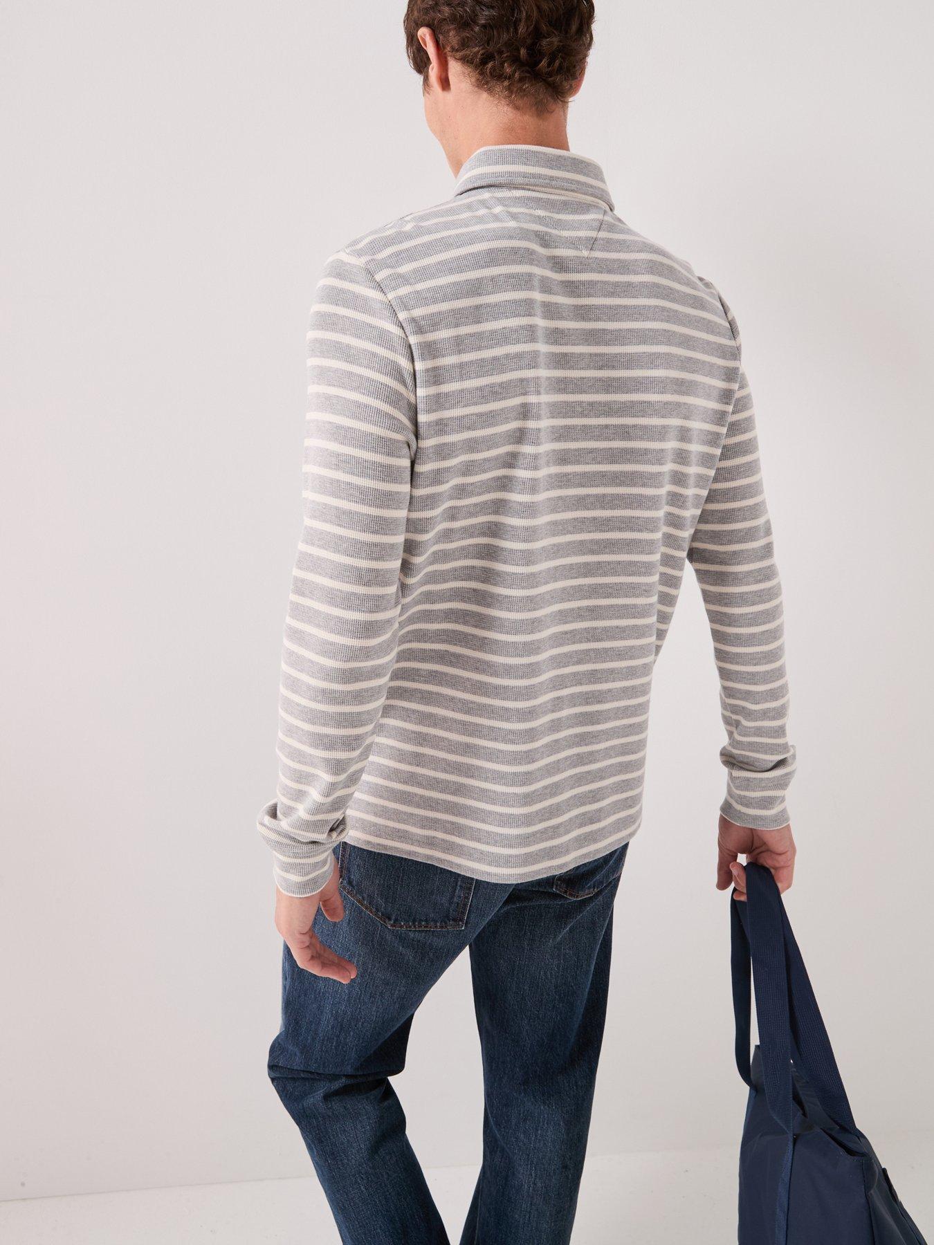 Image 2 of 6 of Tommy Hilfiger Long Sleeve Waffle Regular Fit Polo Shirt - Grey