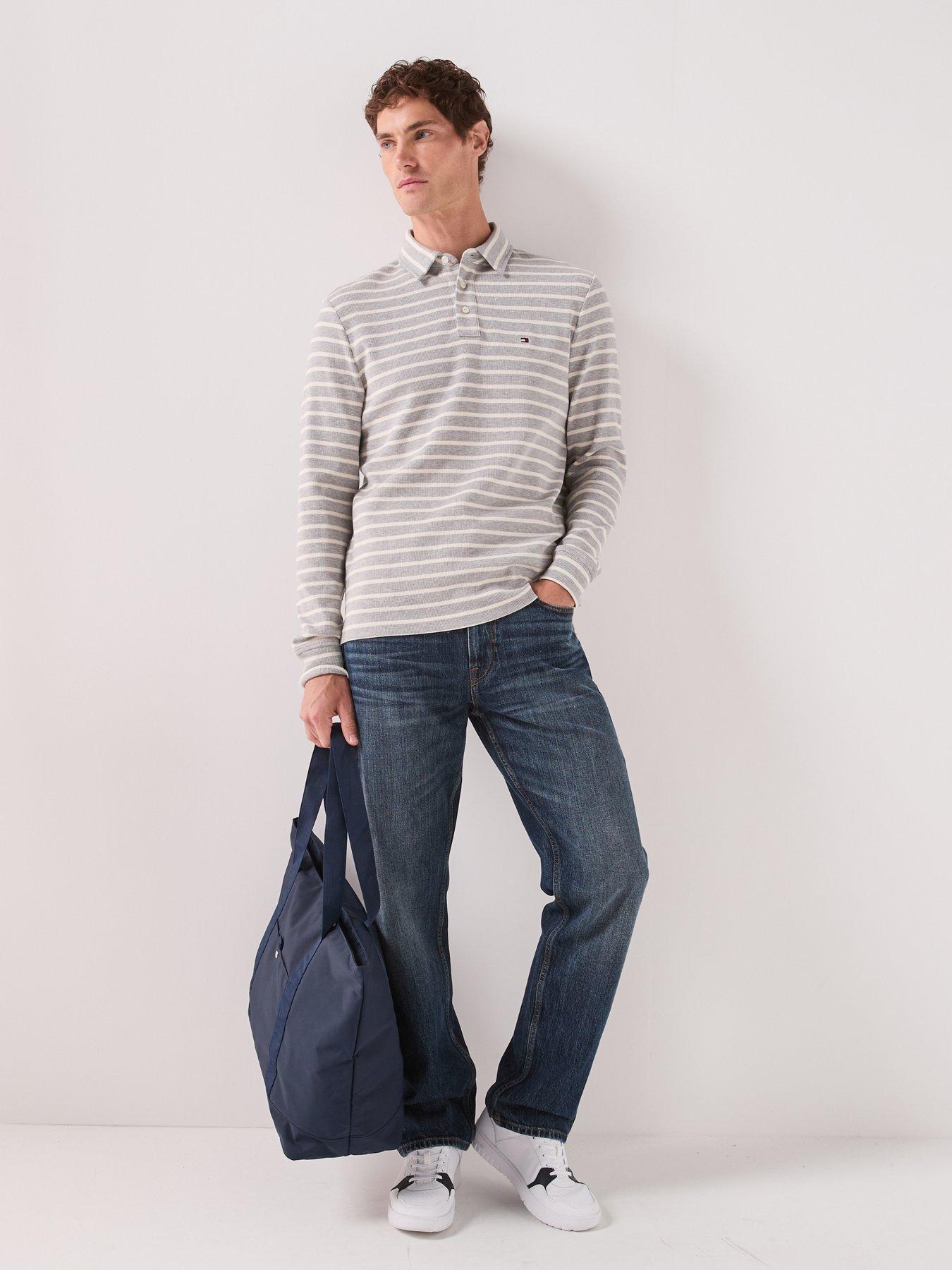 Image 3 of 6 of Tommy Hilfiger Long Sleeve Waffle Regular Fit Polo Shirt - Grey