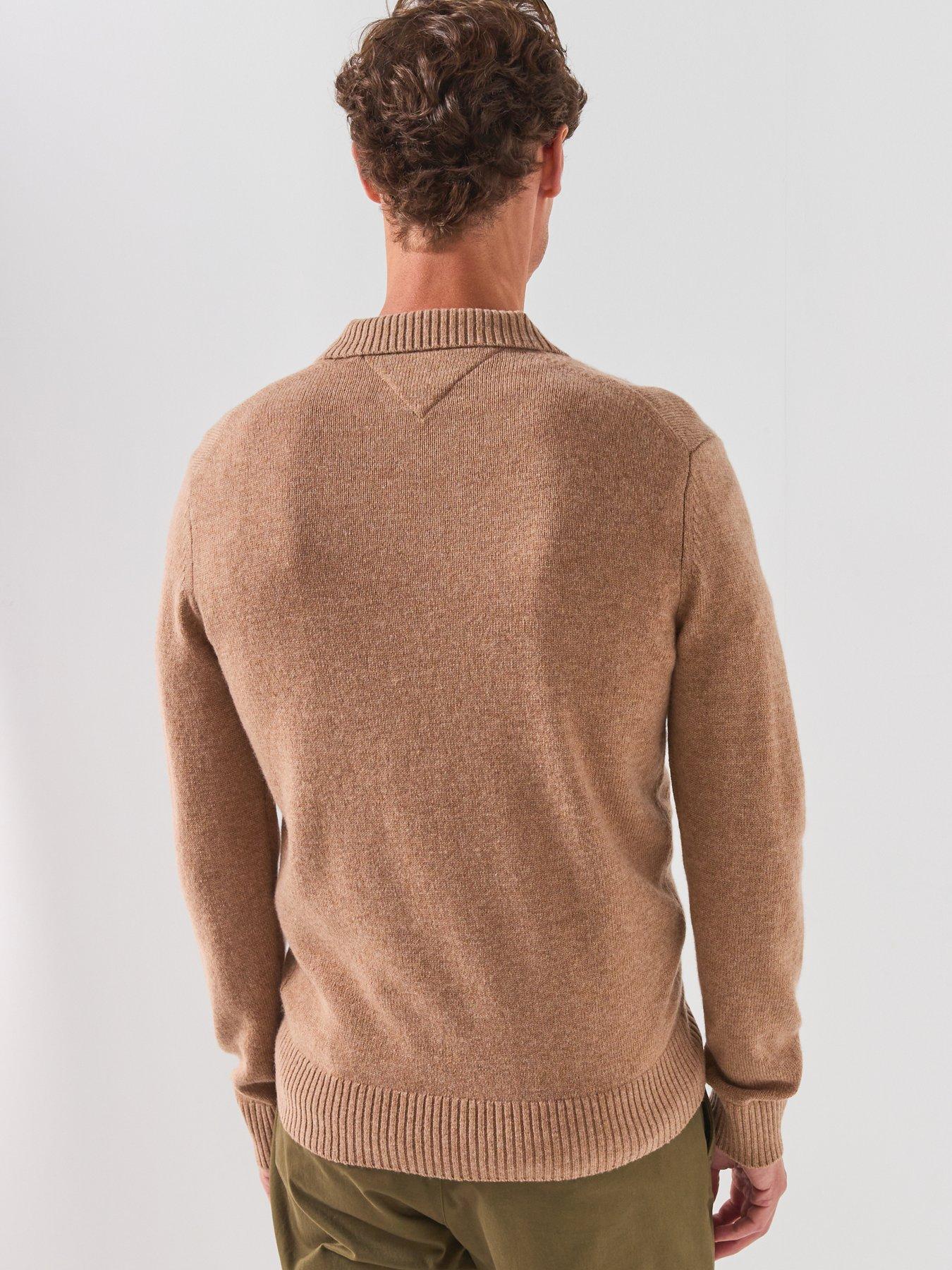 Image 2 of 6 of Tommy Hilfiger Lambswool Longsleeve Knitted Polo - Beige