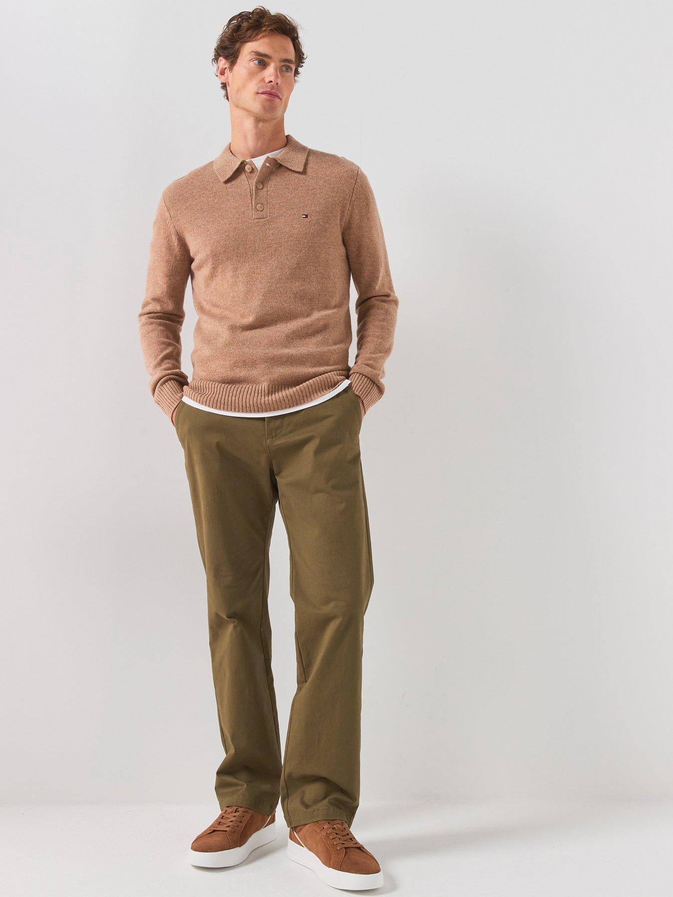 Image 3 of 6 of Tommy Hilfiger Lambswool Longsleeve Knitted Polo - Beige