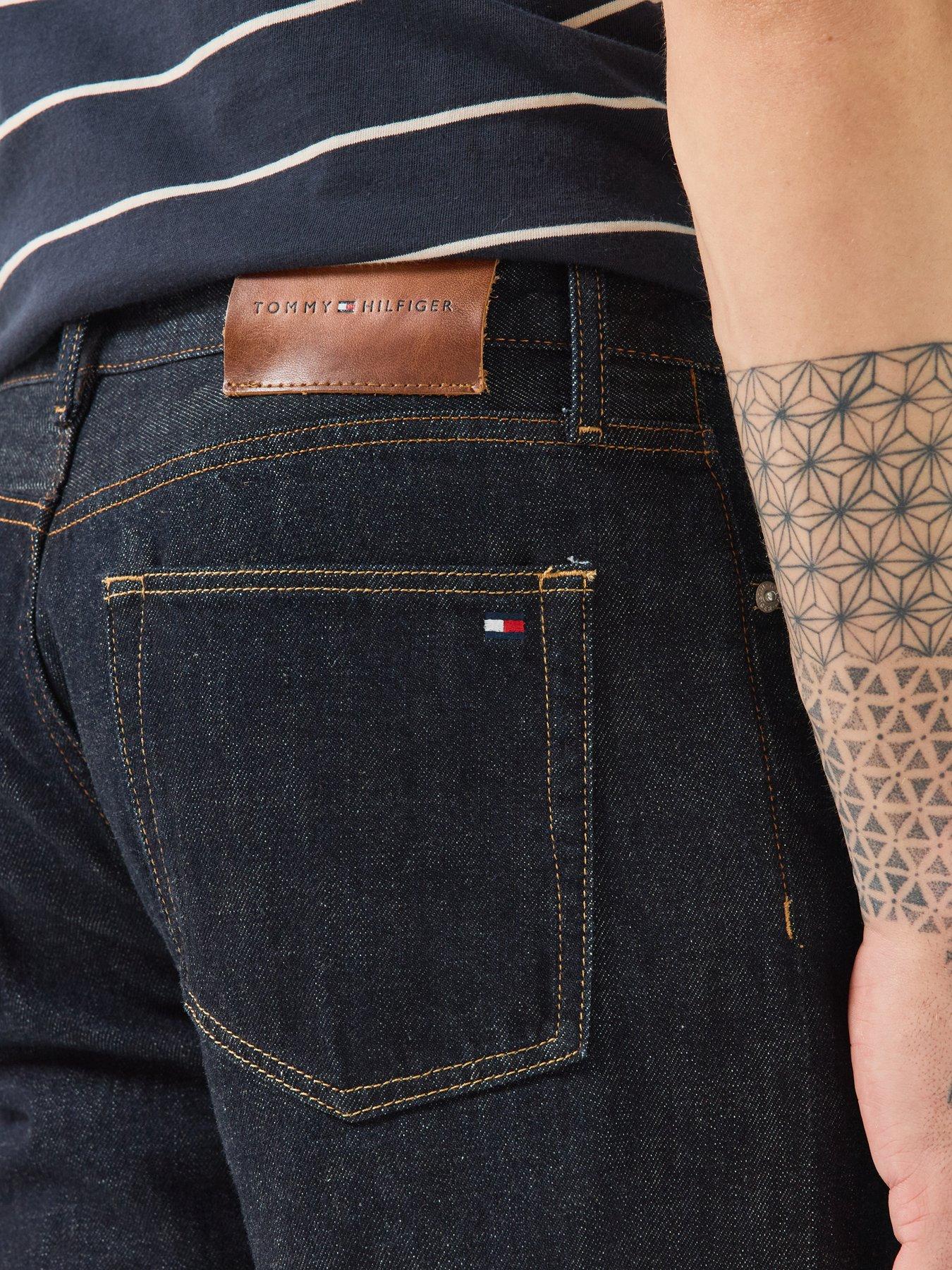 Image 4 of 5 of Tommy Hilfiger Mens Regular Straight Selvedge Jeans - Dark Blue
