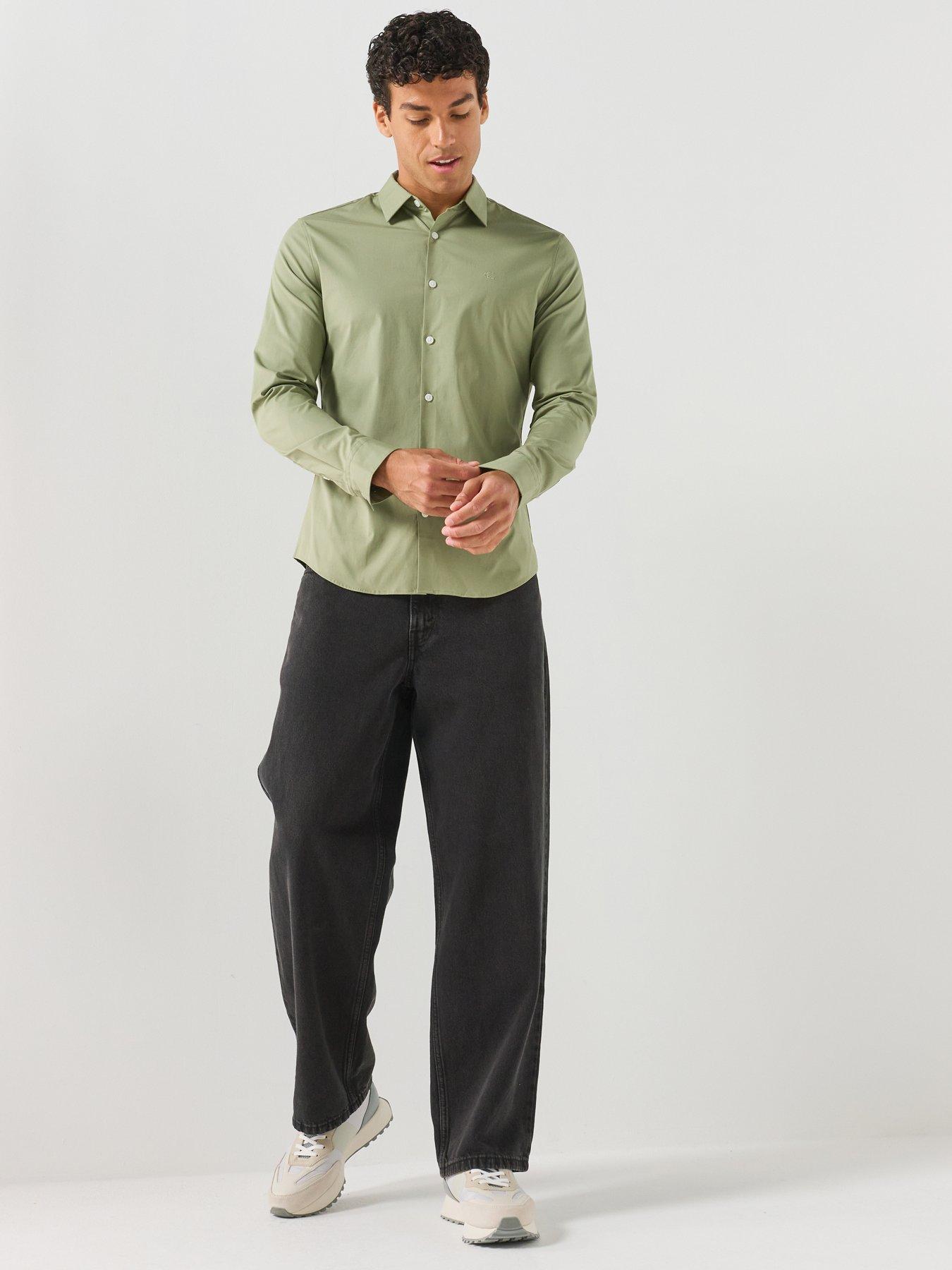 Image 3 of 5 of Calvin Klein Long Sleeve Supima Logo Polo Shirt - Green