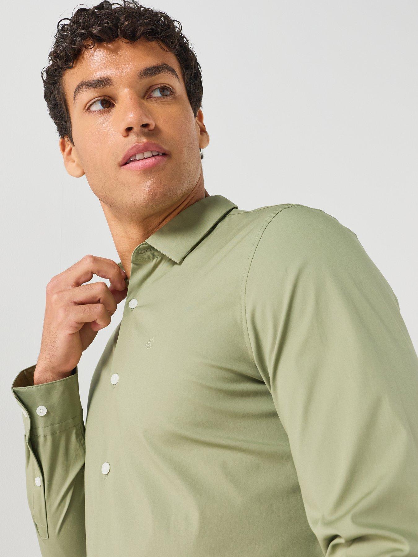 Image 4 of 5 of Calvin Klein Long Sleeve Supima Logo Polo Shirt - Green