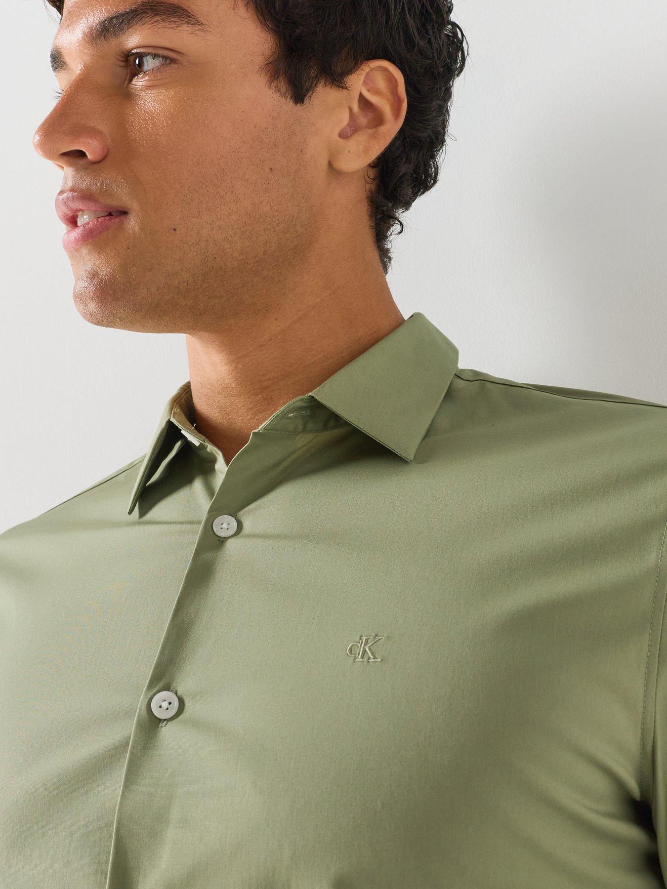 Image 5 of 5 of Calvin Klein Long Sleeve Supima Logo Polo Shirt - Green