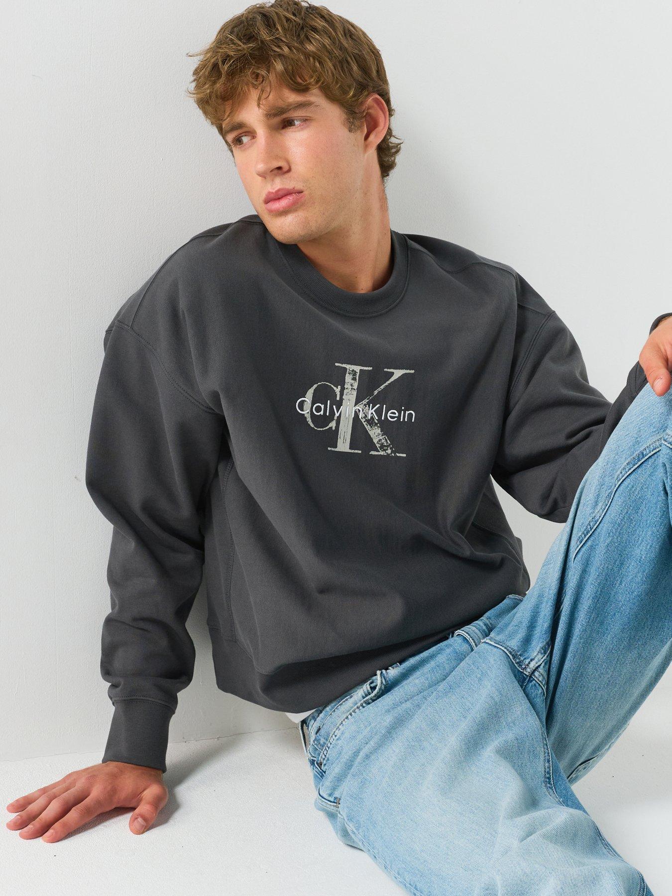 Calvin Klein Jeans Calvin Klein Jeans Premium Terry Monologo Crew Sweatshirt - Grey