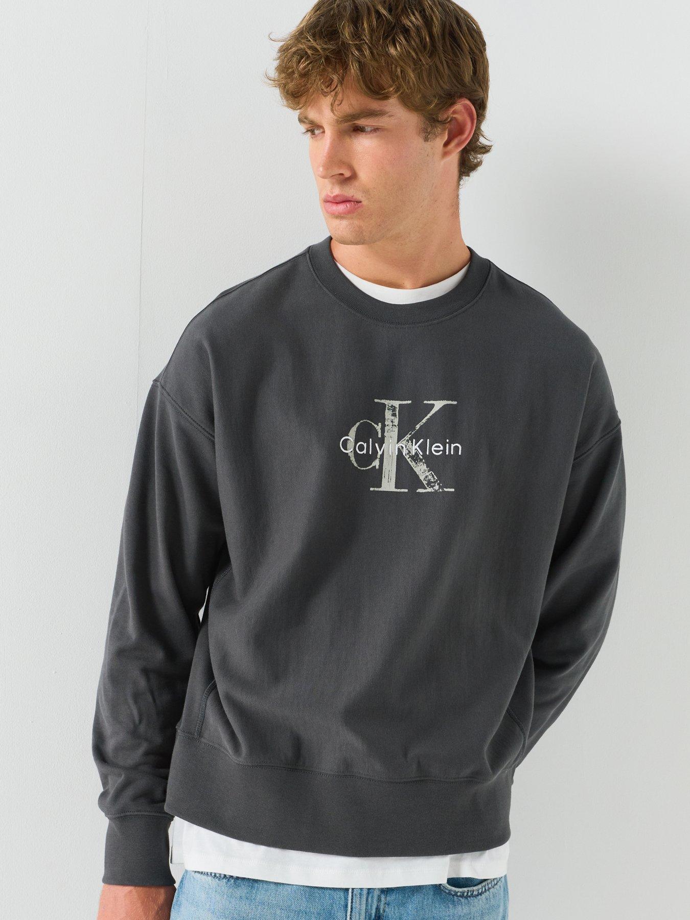 Image 5 of 6 of Calvin Klein Jeans Premium Terry Painted Monologo Crew Sweat - Grey