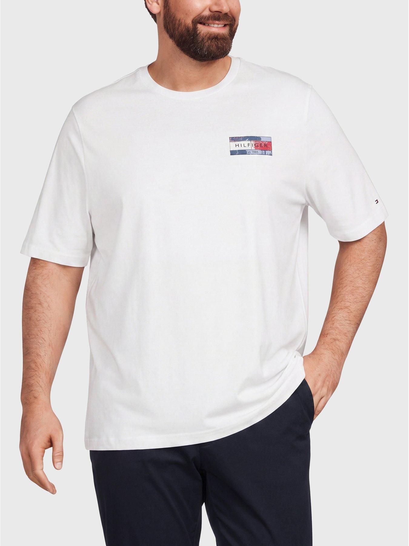 Tommy Hilfiger Big  &  Tall Back Print Flag Graphic T-shirt - White
