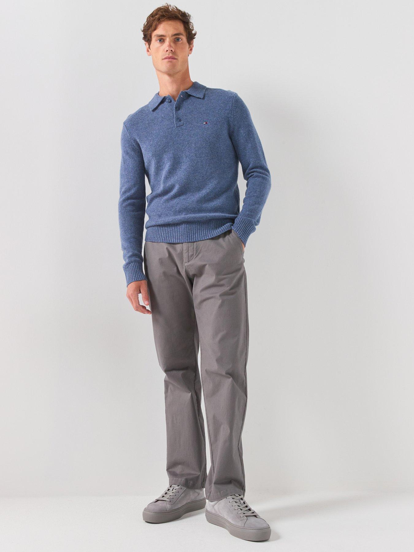 Image 3 of 5 of Tommy Hilfiger Lambswool Long Sleeve Knitted Polo - Blue