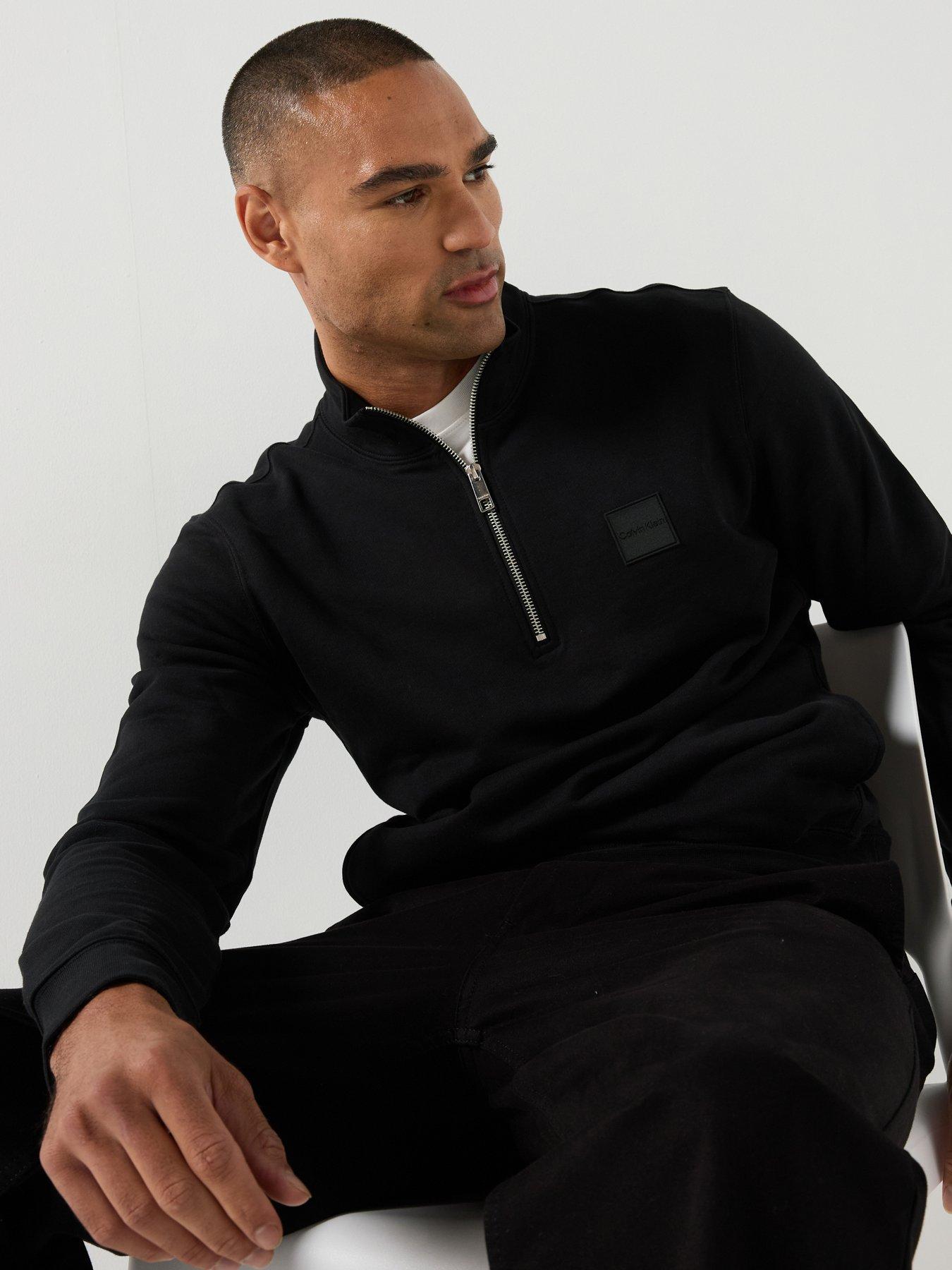 Calvin Klein Rubber Badge 1/4 Zip Sweatshirt - Black