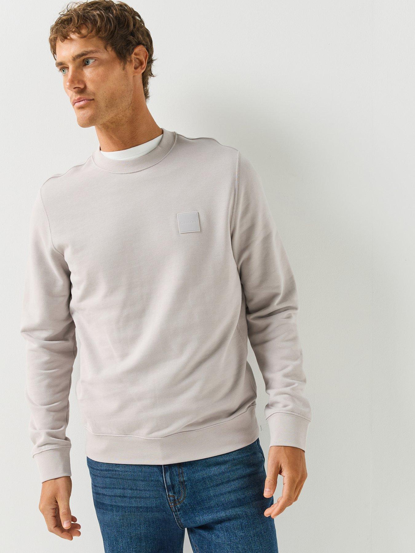 Image 1 of 6 of Calvin Klein Rubber Badge Crew Neck Sweatshirt - Grey
