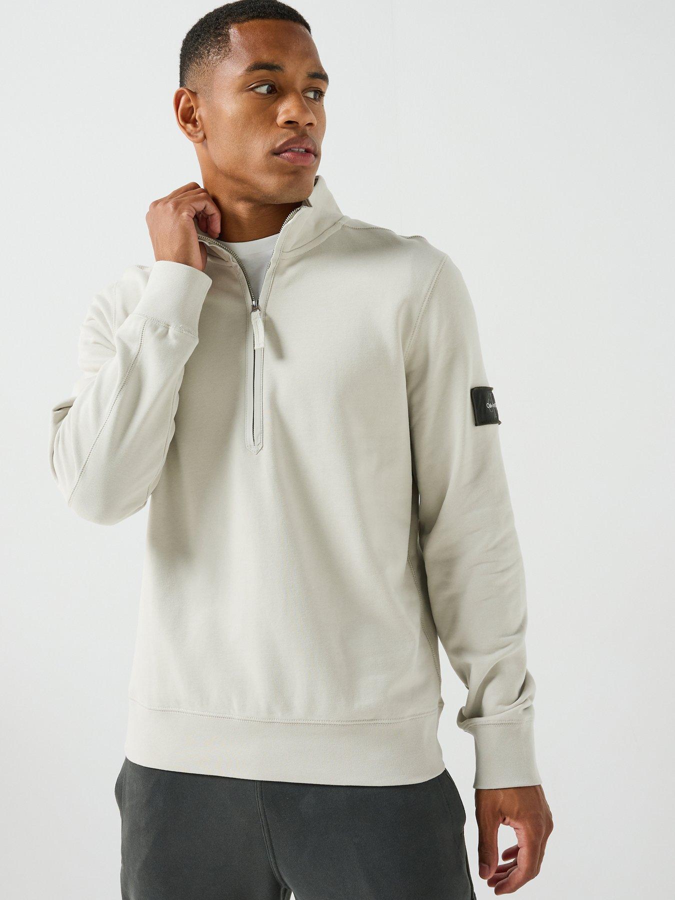 Calvin Klein Jeans Badge 1/4 Zip Sweat - Cream