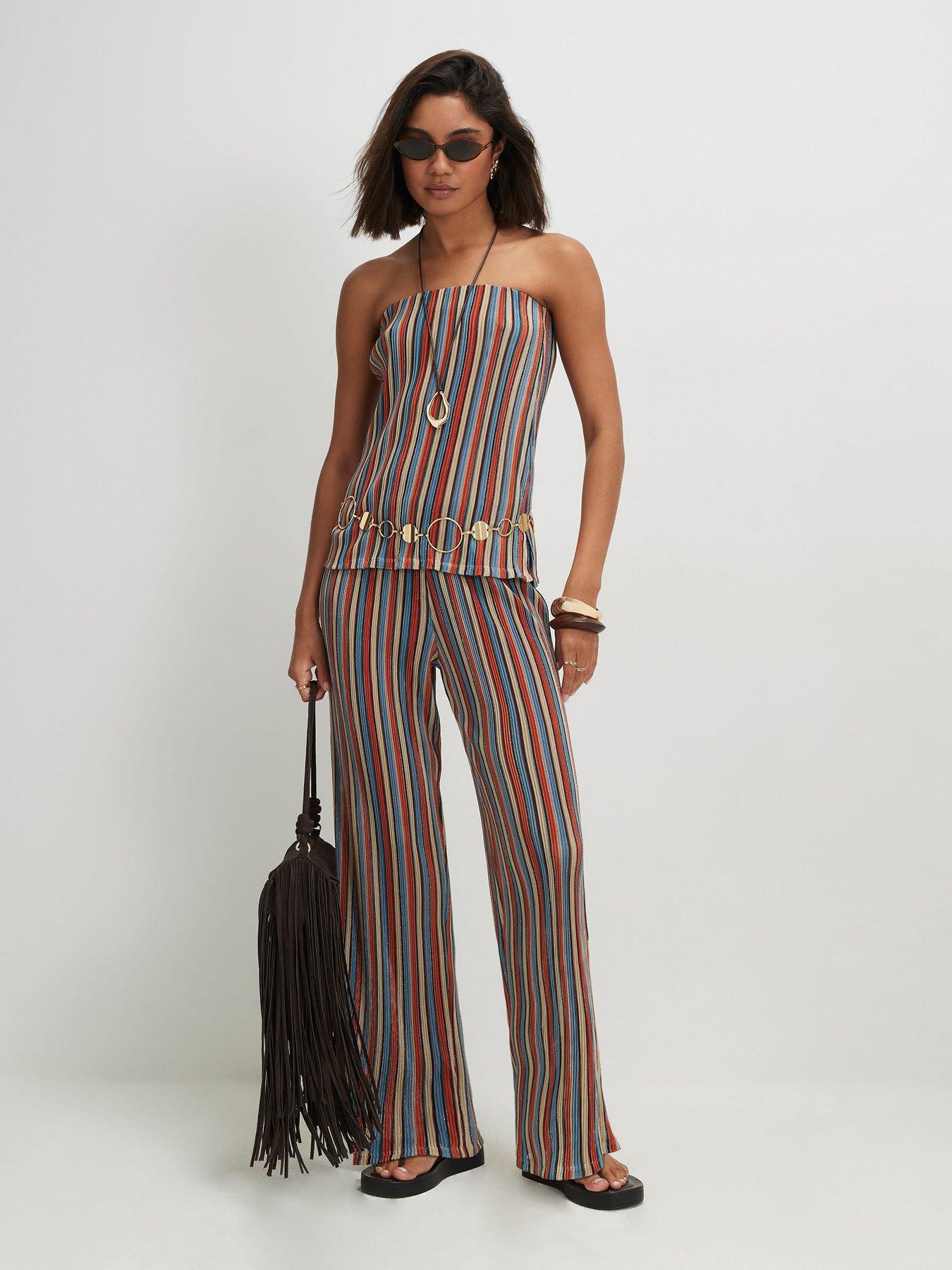 River Island Colour Sl Metallic Stripe Co-Ord Bandeau Top - Multi