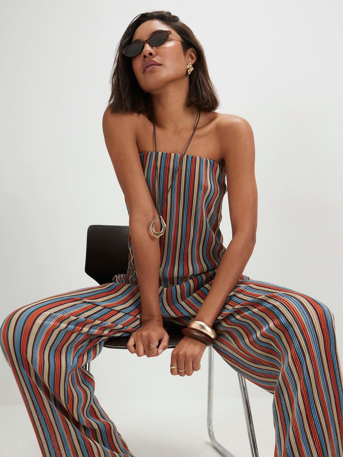 Image 3 of 5 of River Island Colour Sl Metallic Stripe Co-Ord Bandeau Top - Multi