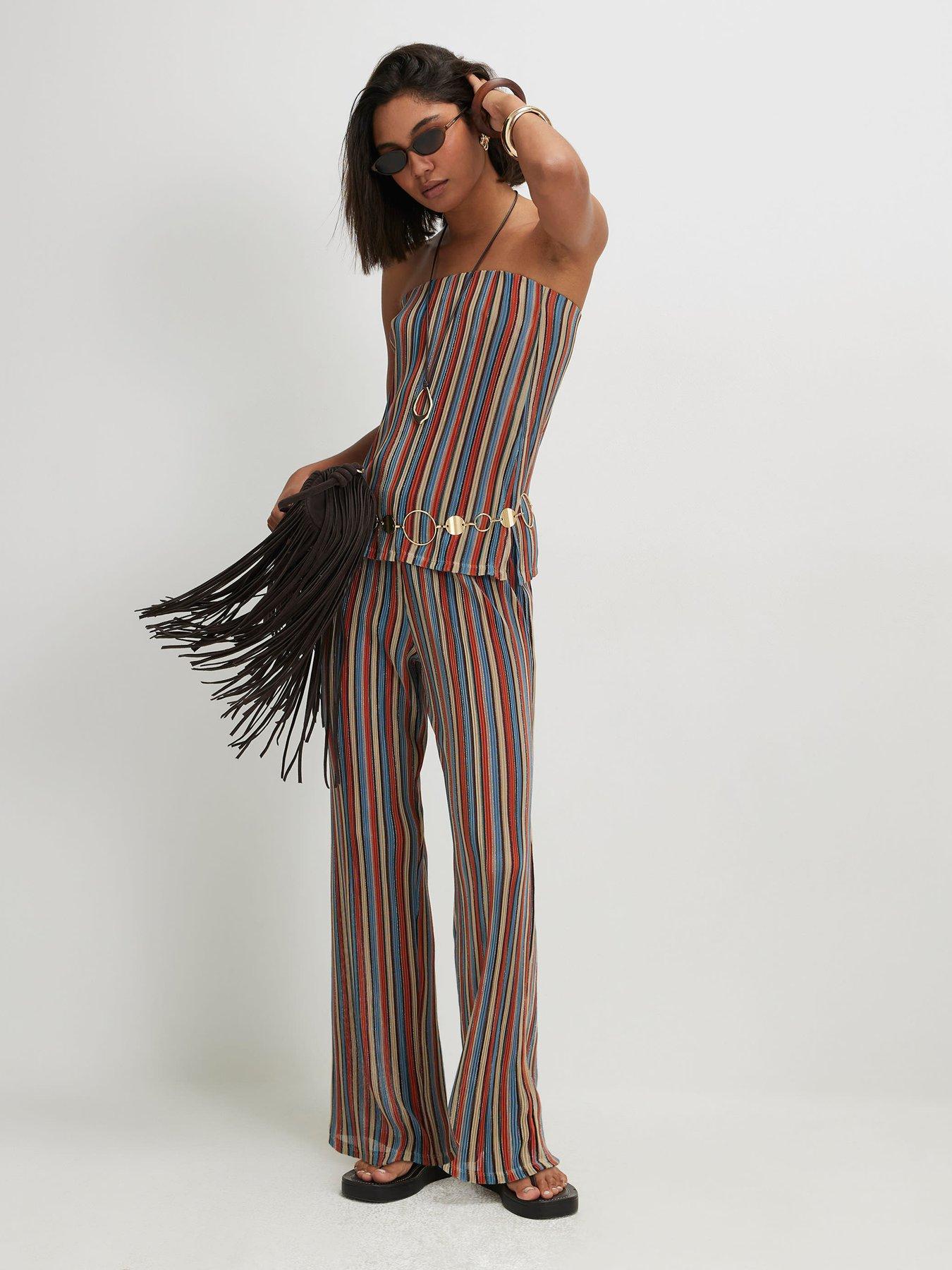River Island Colour Metallic Stripe Wide Leg Co-Ord Trousers - Multi