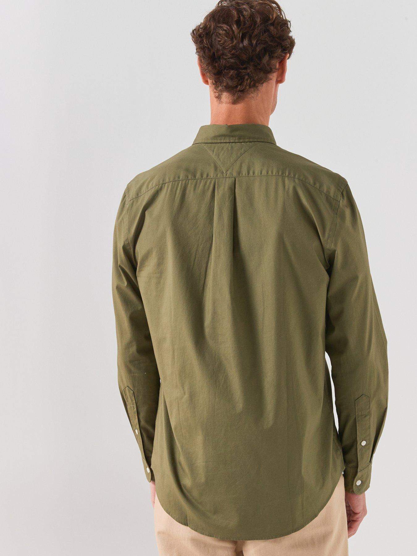 Image 2 of 6 of Tommy Hilfiger Flex Poplin Solid Regular Fit Shirt - Green