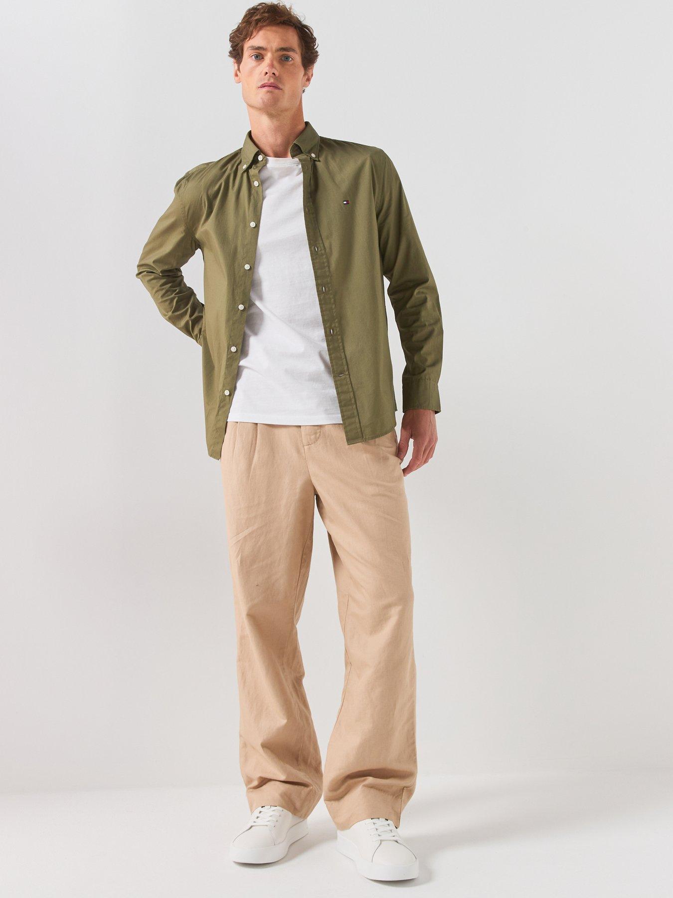 Image 3 of 6 of Tommy Hilfiger Flex Poplin Solid Regular Fit Shirt - Green