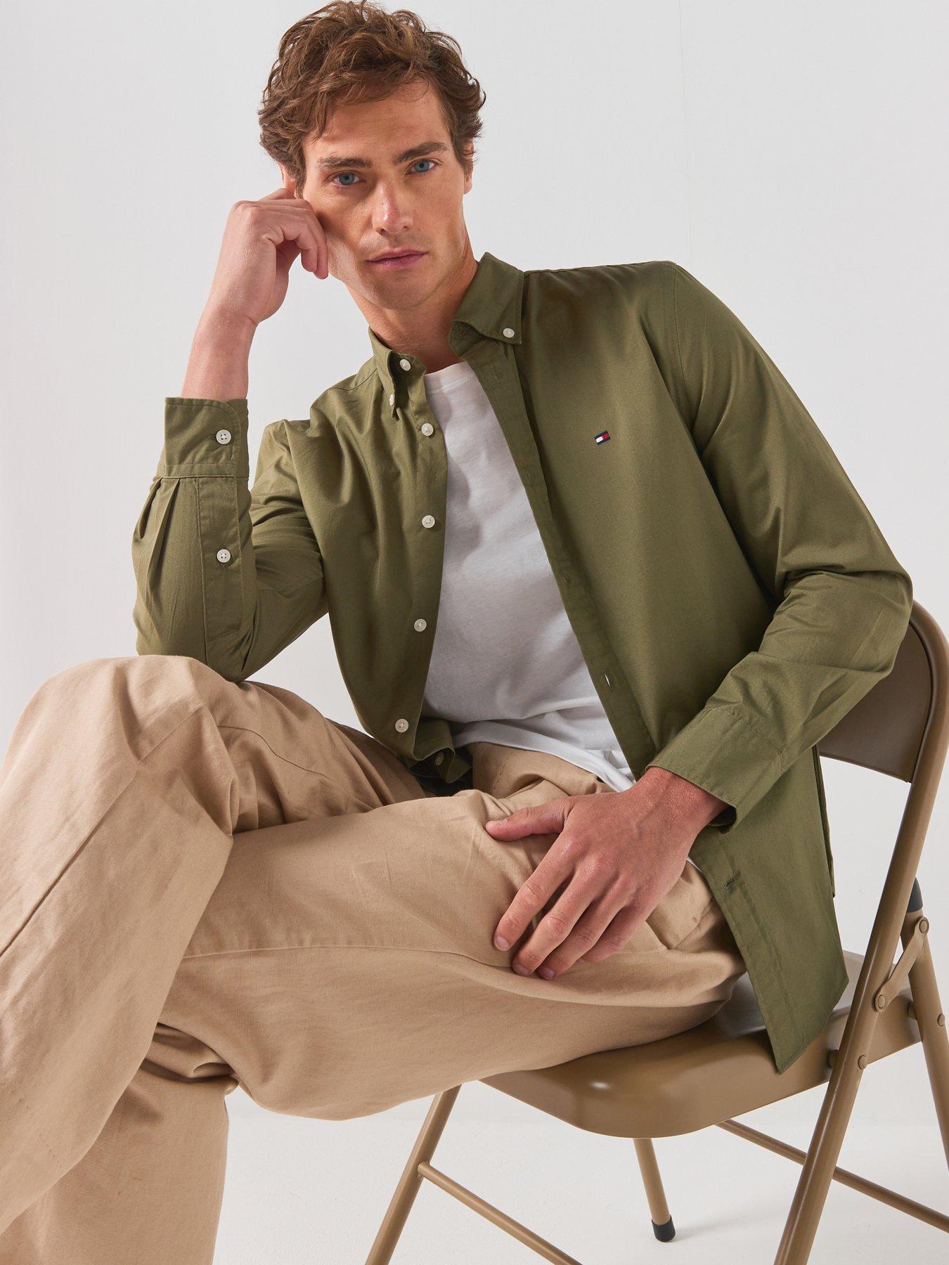 Image 4 of 6 of Tommy Hilfiger Flex Poplin Solid Regular Fit Shirt - Green