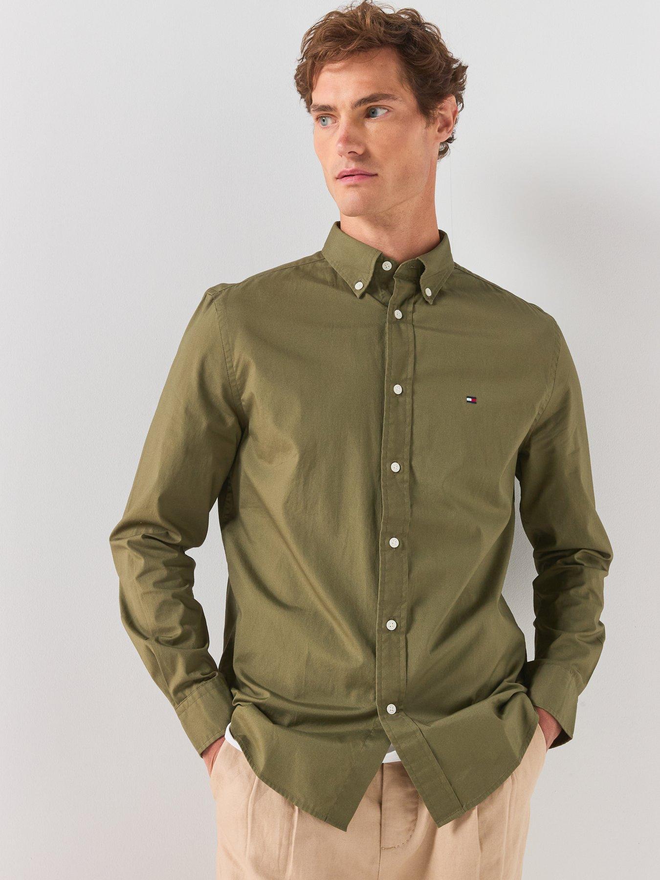 Image 6 of 6 of Tommy Hilfiger Flex Poplin Solid Regular Fit Shirt - Green
