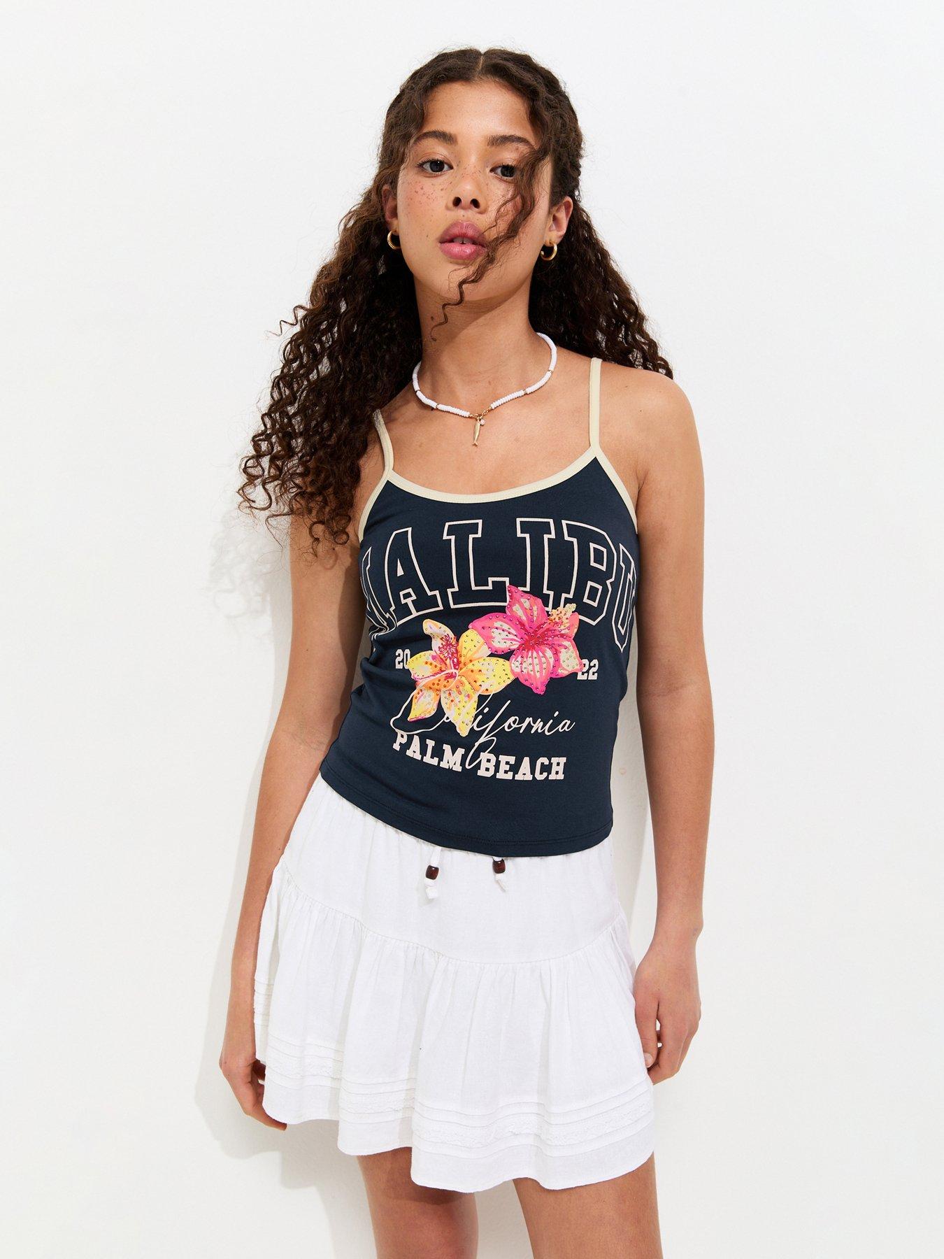New Look 915 Girls Malibu Print Cami Top - Navy