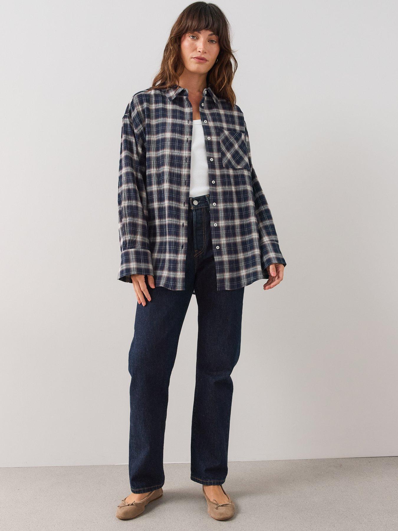 Image 5 of 7 of The Very Collection Checked Flannel Shirt - Blue