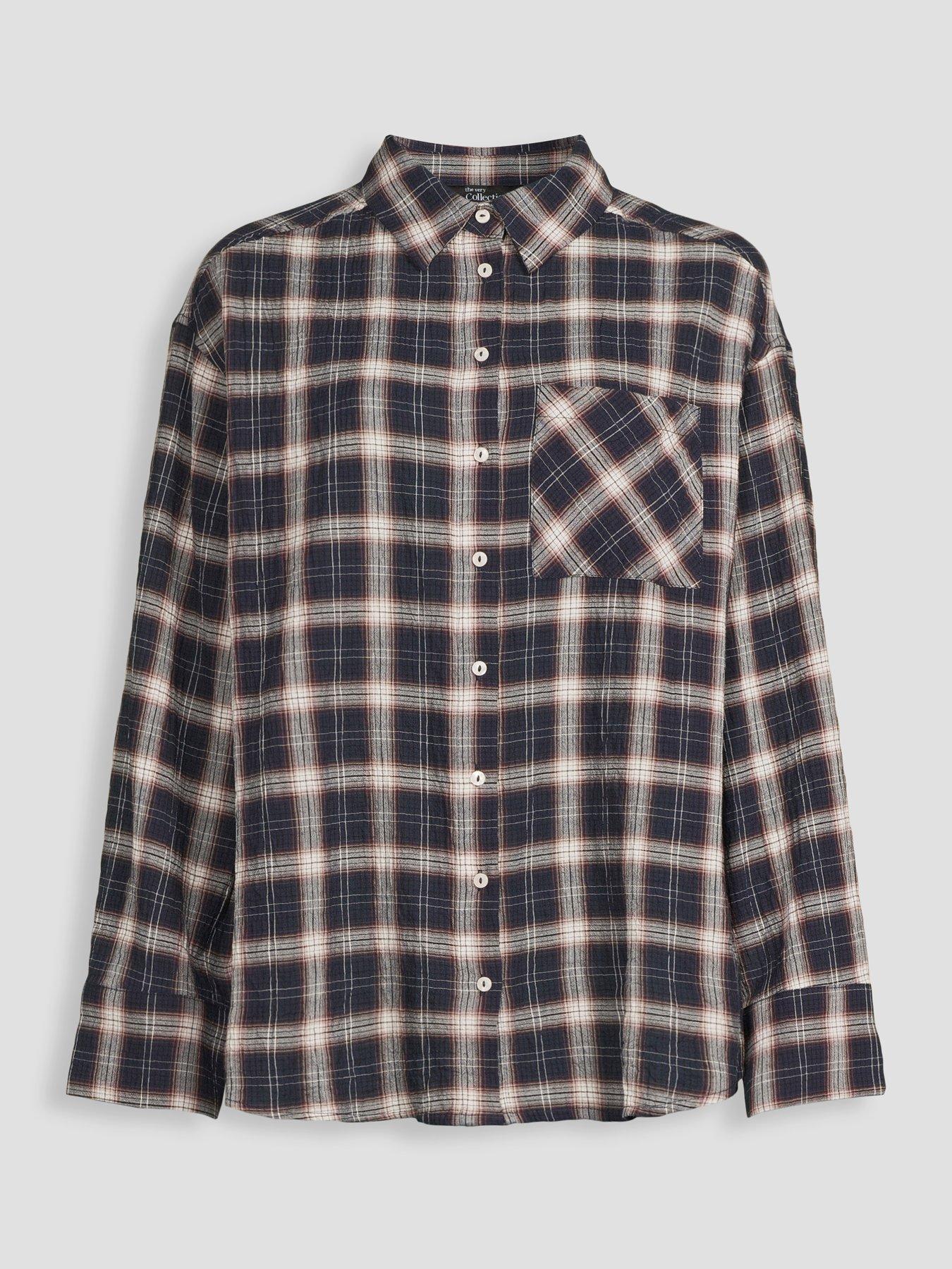 Image 7 of 7 of The Very Collection Checked Flannel Shirt - Blue