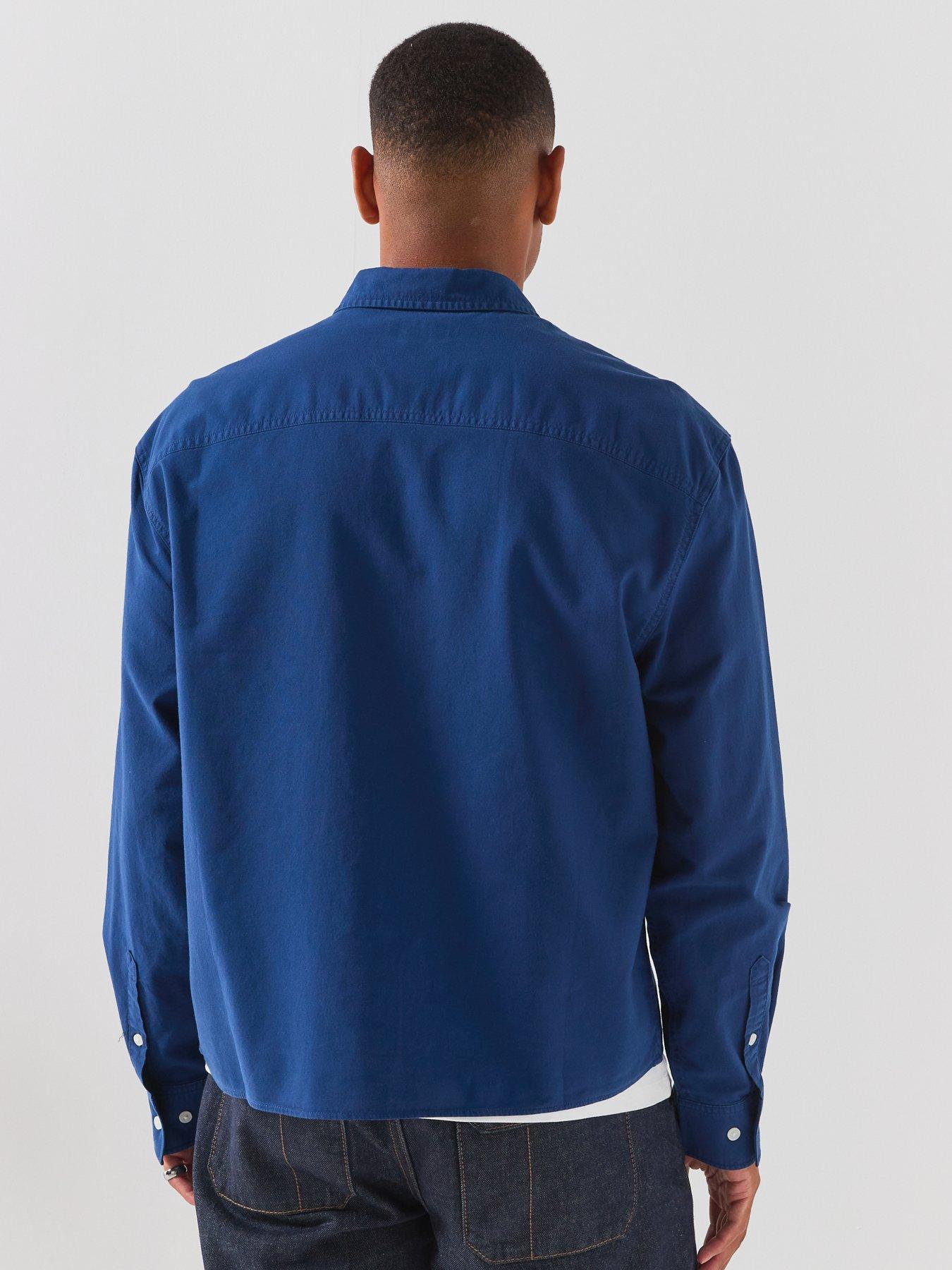 Image 2 of 6 of Calvin Klein Jeans Long Sleeve Solid 90s Fit Washed Oxford Shirt - Light Blue
