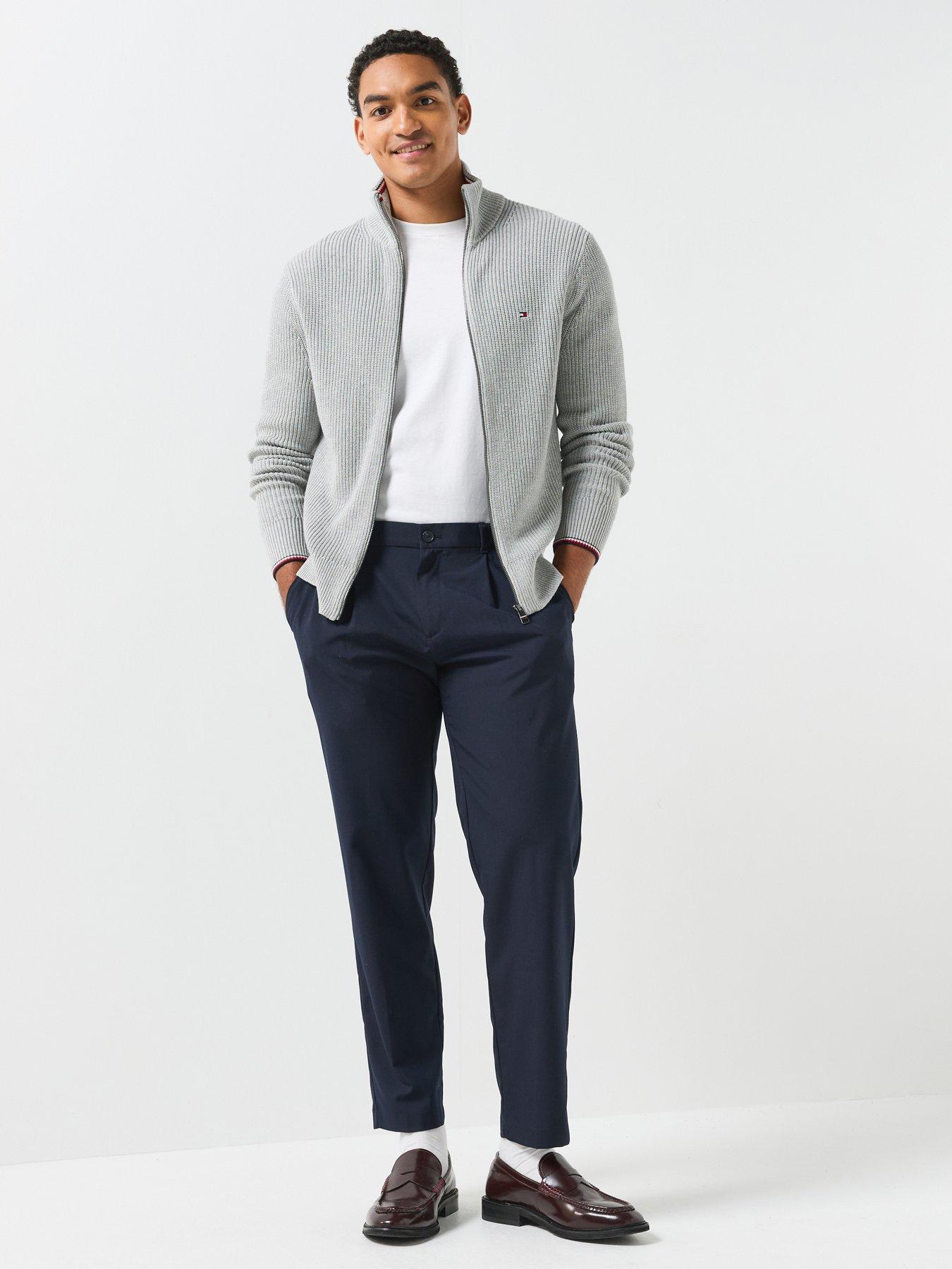 Image 3 of 6 of Tommy Hilfiger Rwb Rib Zip Through Knitted Cardigan - Light Grey