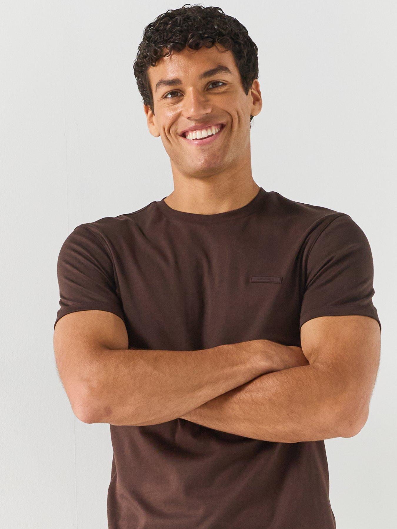 Image 5 of 6 of Calvin Klein Men's Slim Fit Supima Logo Patch T-Shirt - Black Coffee