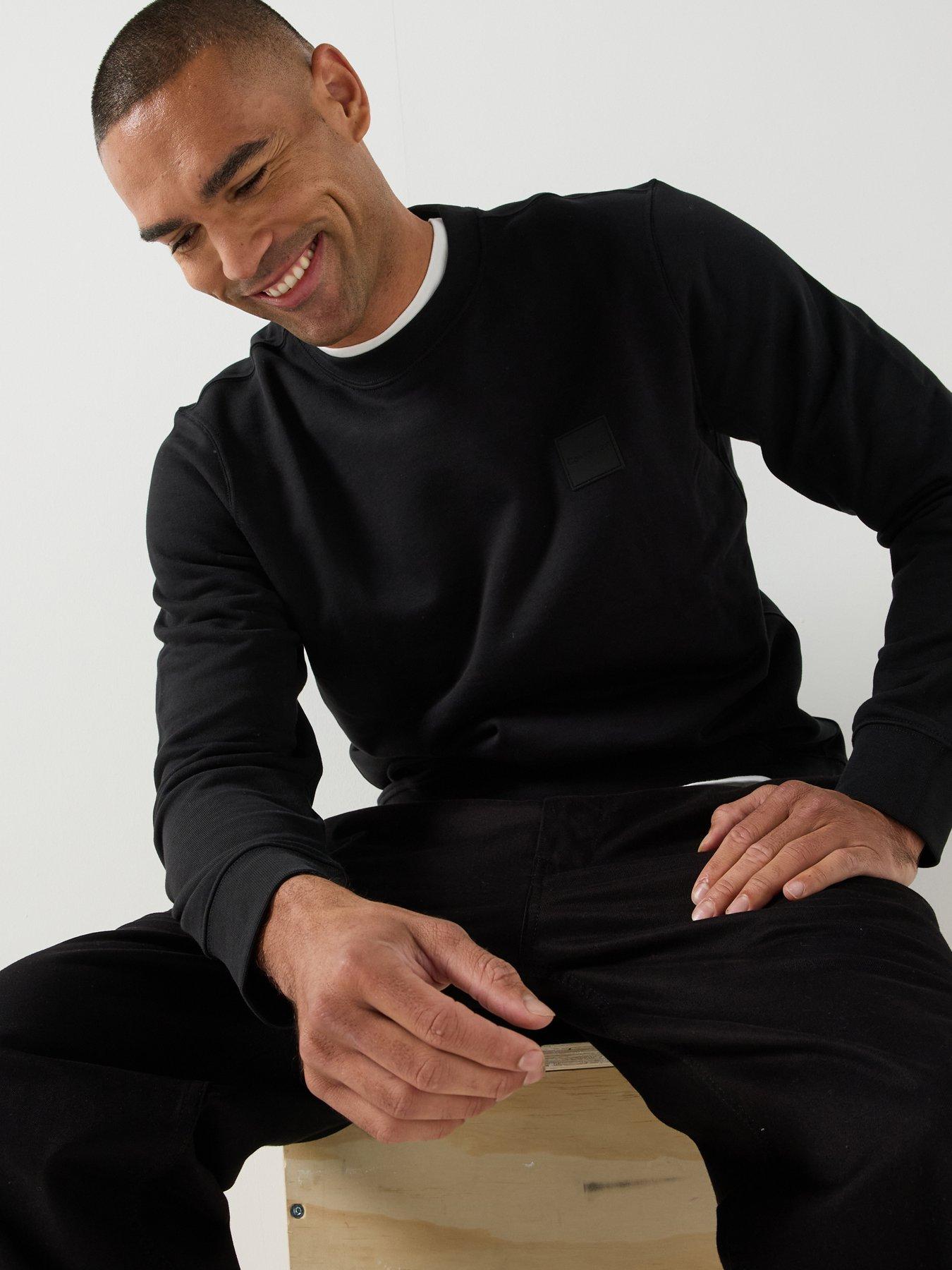 Calvin Klein Rubber Badge Crew Sweatshirt - Black