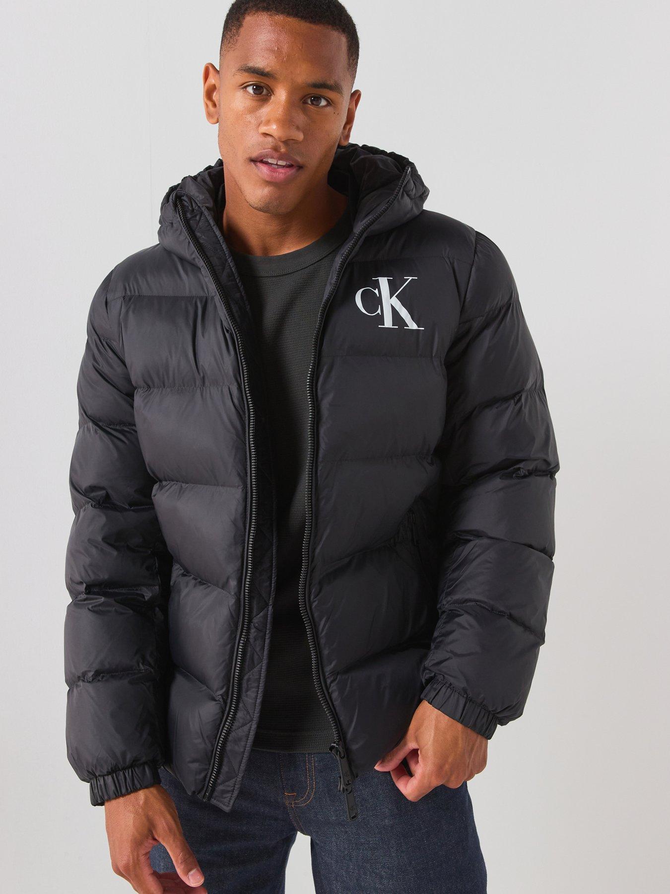 Image 1 of 6 of Calvin Klein Jeans Men's Nylon Padded Hooded Jacket - Black