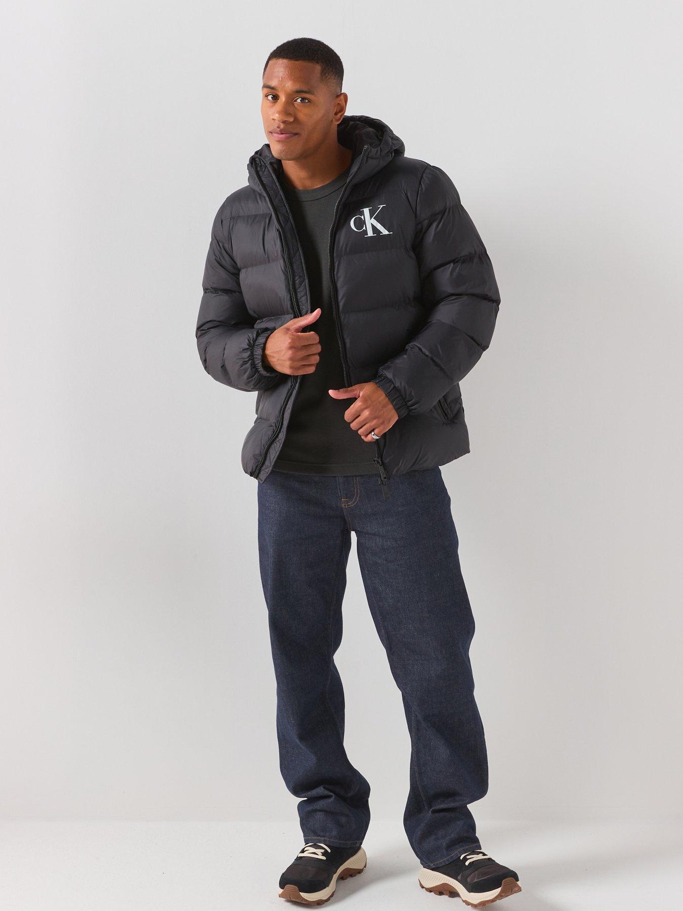 Image 3 of 6 of Calvin Klein Jeans Men's Nylon Padded Hooded Jacket - Black
