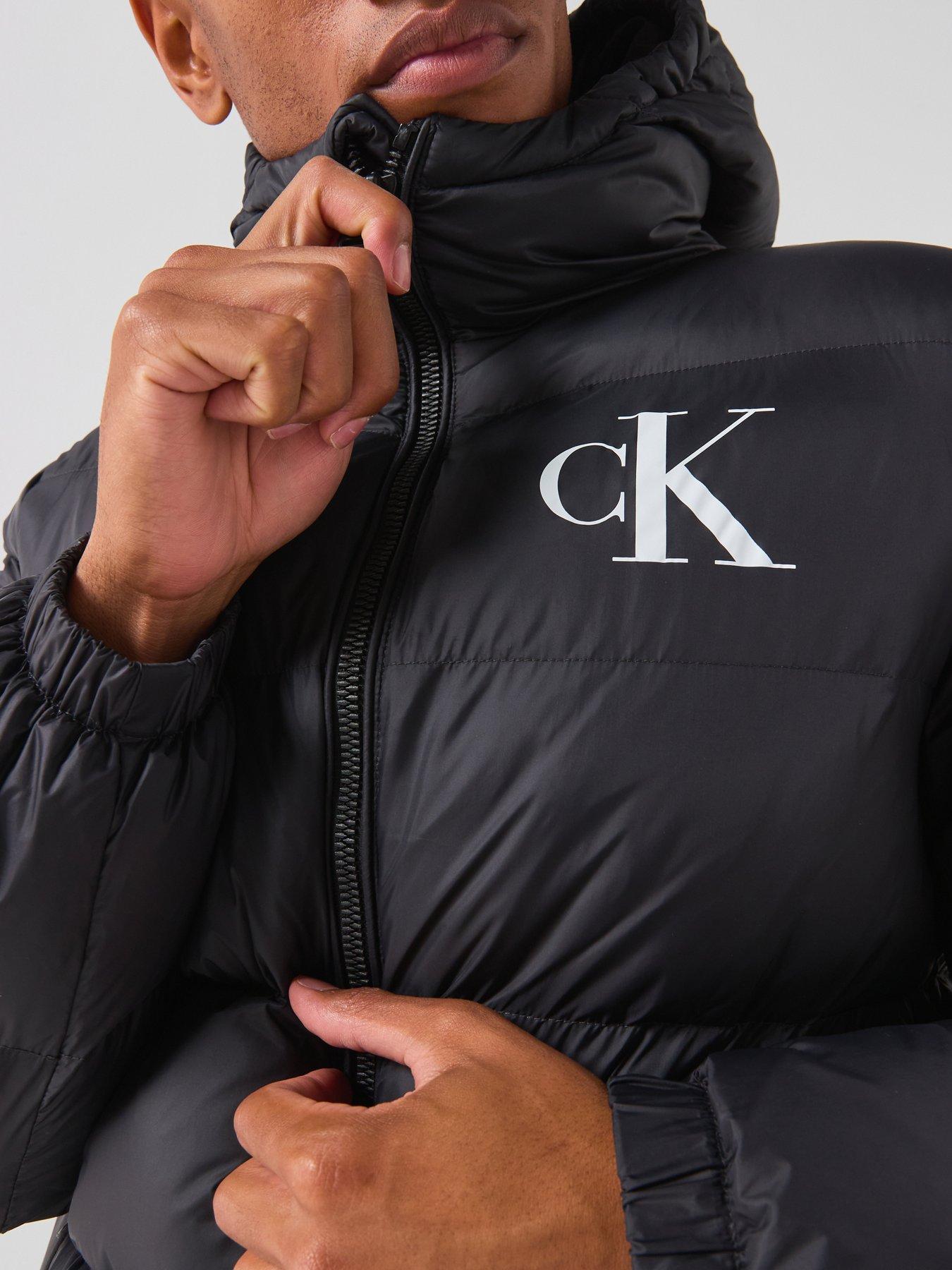 Image 4 of 6 of Calvin Klein Jeans Men's Nylon Padded Hooded Jacket - Black